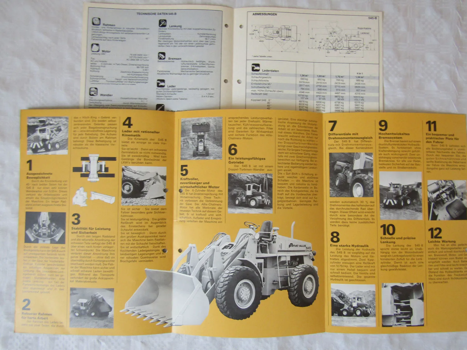 4 Prospekte Fiat-Allis Fiatallis 545-B 545B Radlader + Preisangebot Preisliste