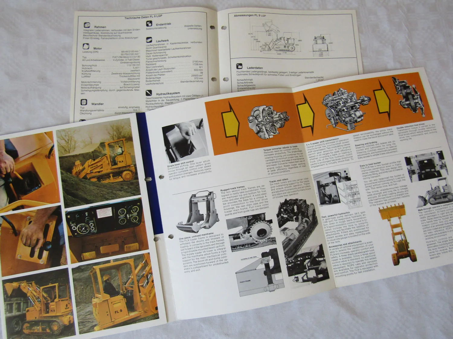 4 Prospekte Fiat-Allis Fiatallis FL9 Laderaupe Datenblätter Preise Angebot