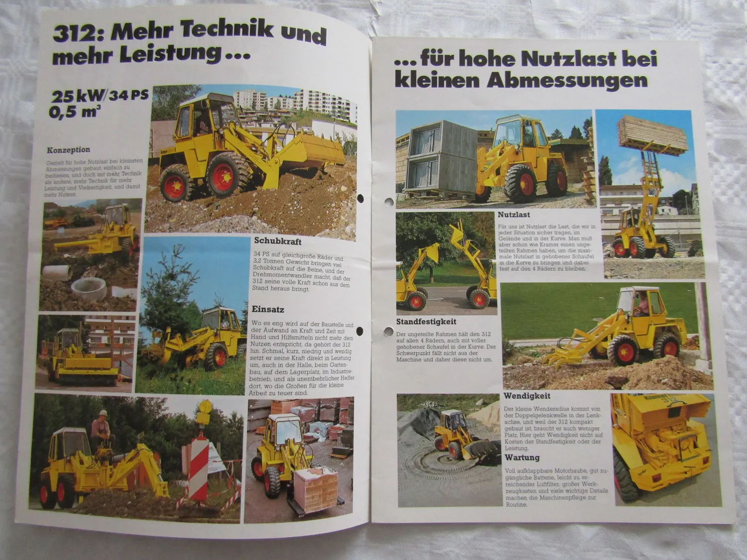 4 Prospekte Kramer Allrad 312 312E 312ET turbo und Kehrmaschine 1980er