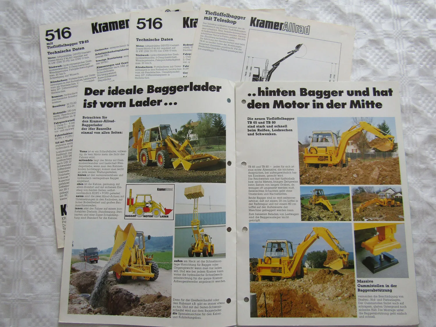 4 Prospekte Kramer Allrad 516 TB65 TB80 von 1982-84 und Händler NettoPreisliste
