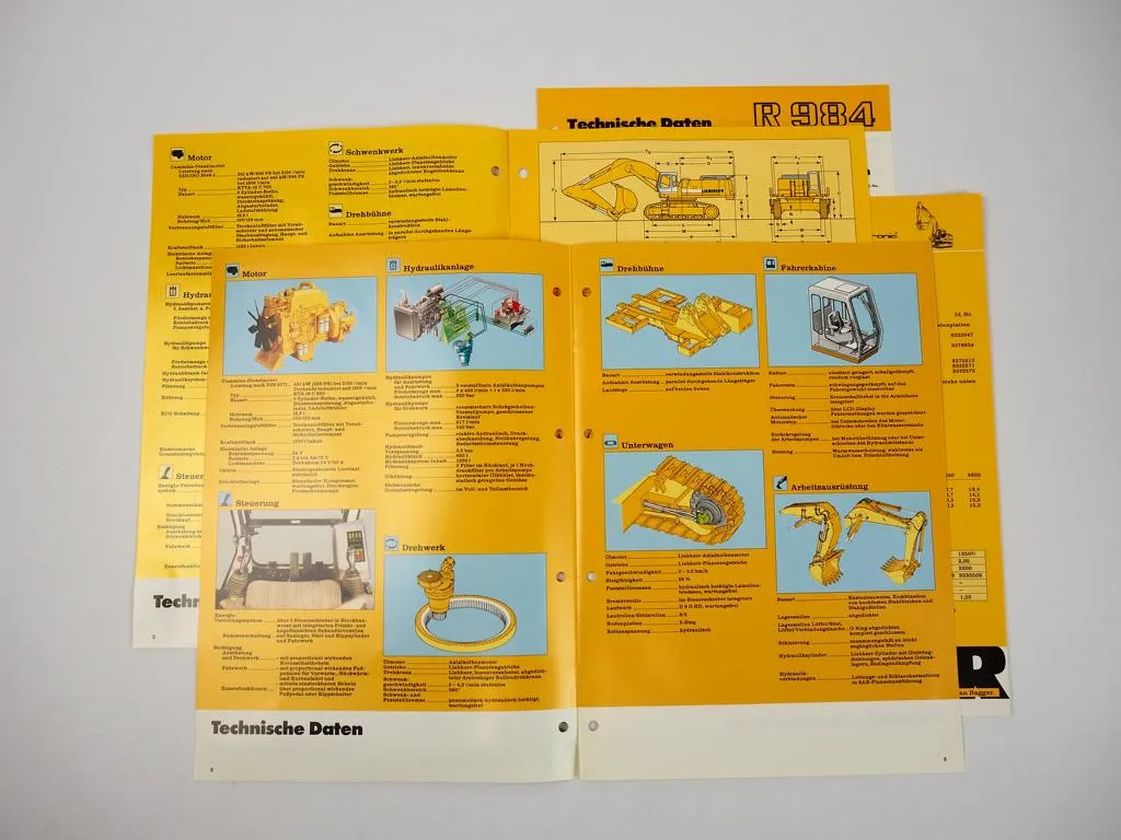 4 Prospekte Liebherr R984 Litronic Hydraulikbagger Technische Beschreibung