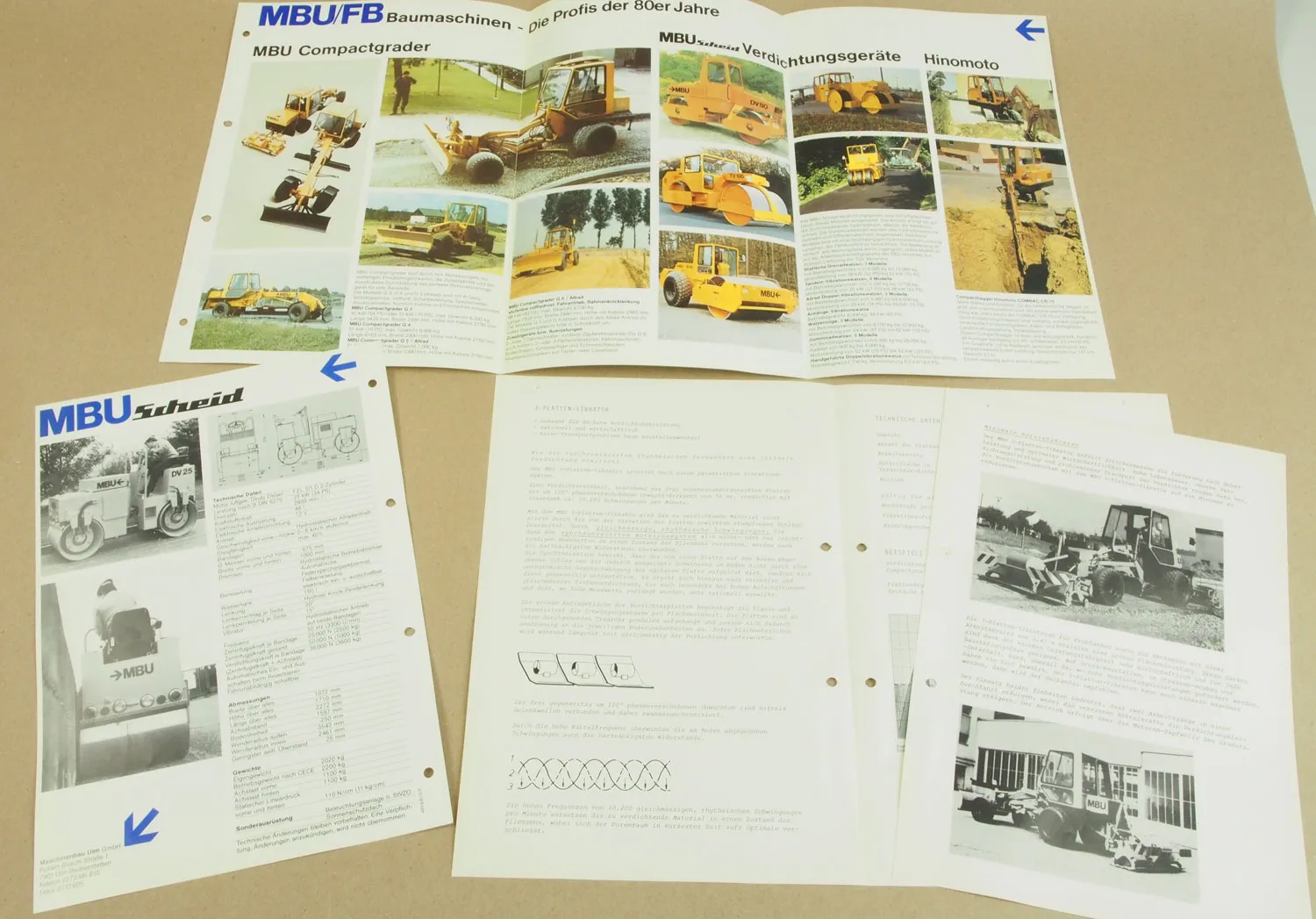 4 Prospekte MBU Baumaschinen Verdichtungsgeräte Walzen Blaw Knox Allatt Grader