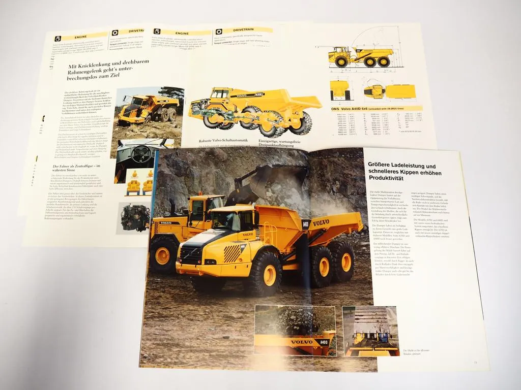 4 Prospekte Volvo A35D A40D Dumper 1998/2000