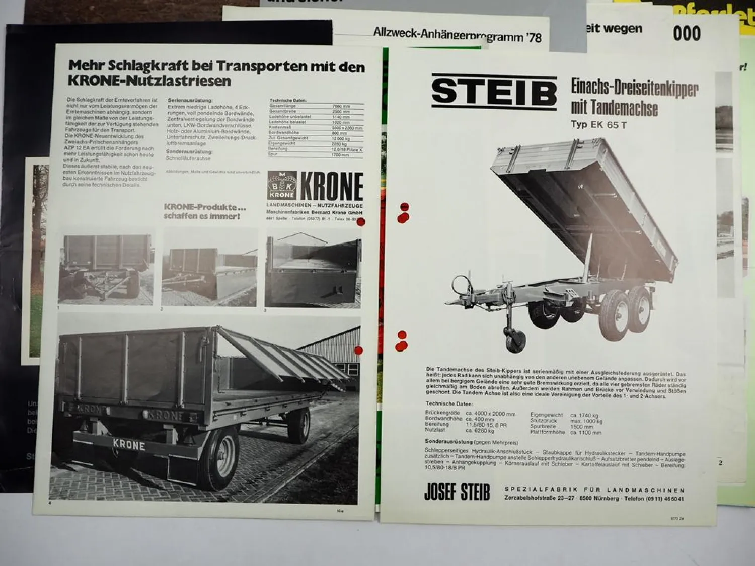 46x Original Prospekte Anhänger für PKW LKW Landtechnik 1970/80er Jahre