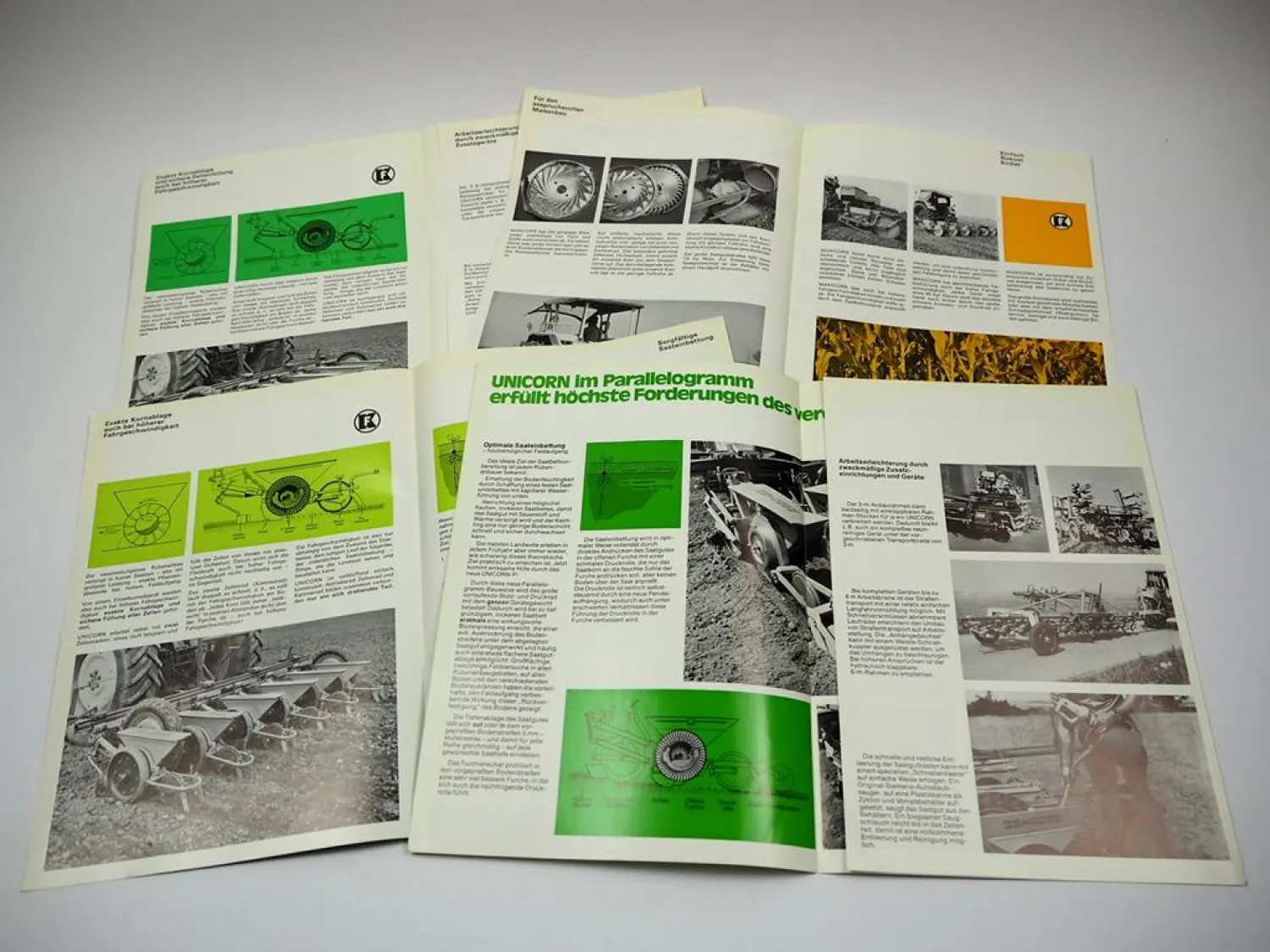 4x Original Prospekt Kleine Unicorn Maxicorn Einkorndrille Parallelogramm 70er J