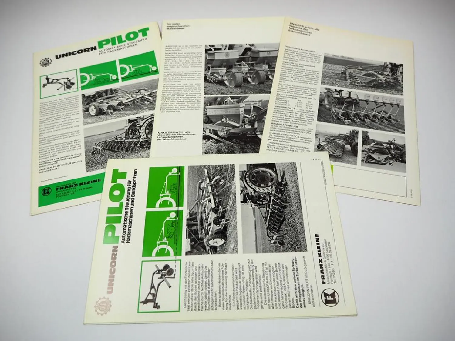 4x Original Prospekt Kleine Unicorn Maxicorn Einkorndrille Parallelogramm 70er J