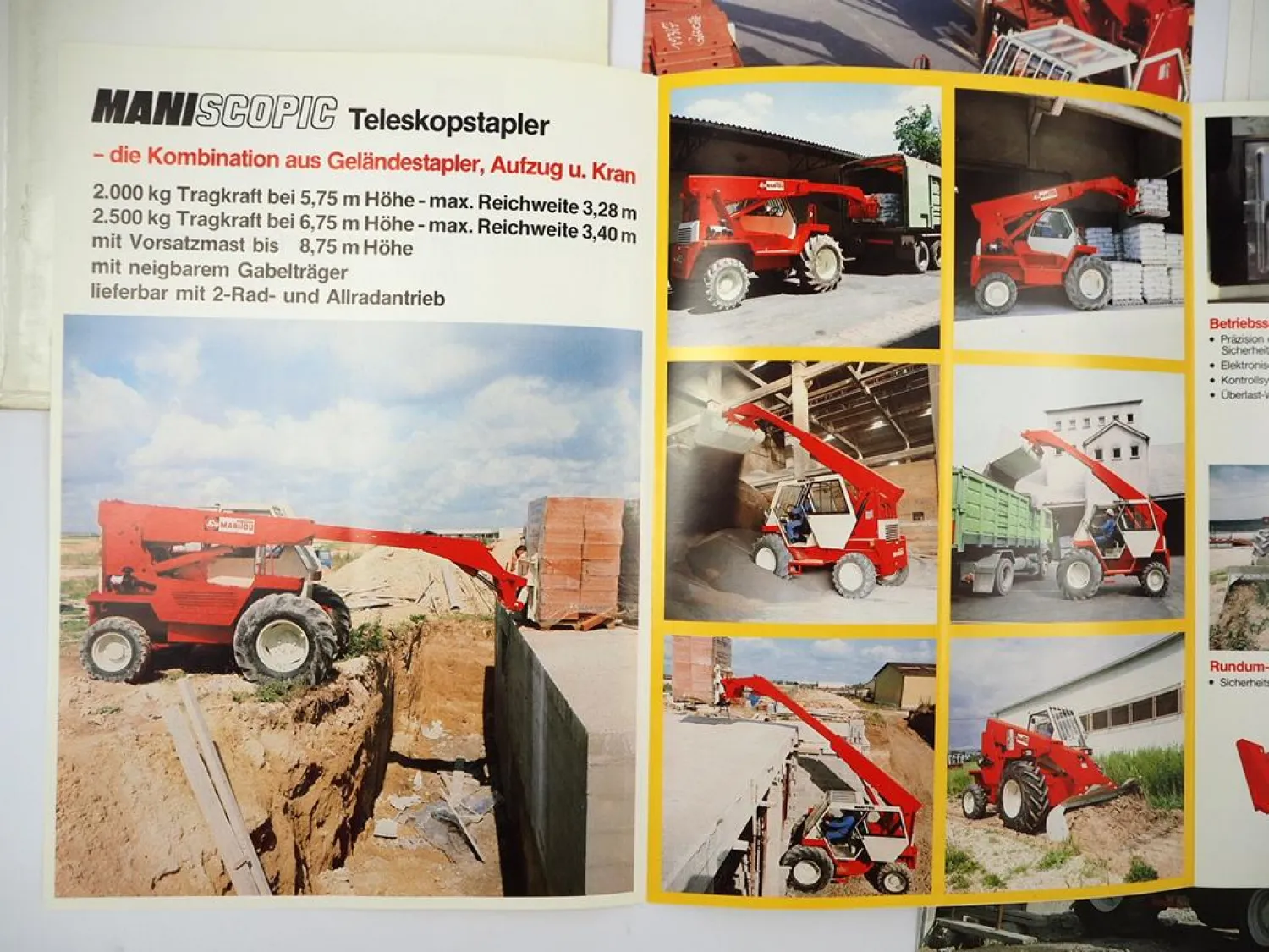 4x Original Prospekt Mappe Manitou Maniscopic Teleskopstapler 1980er Jahre