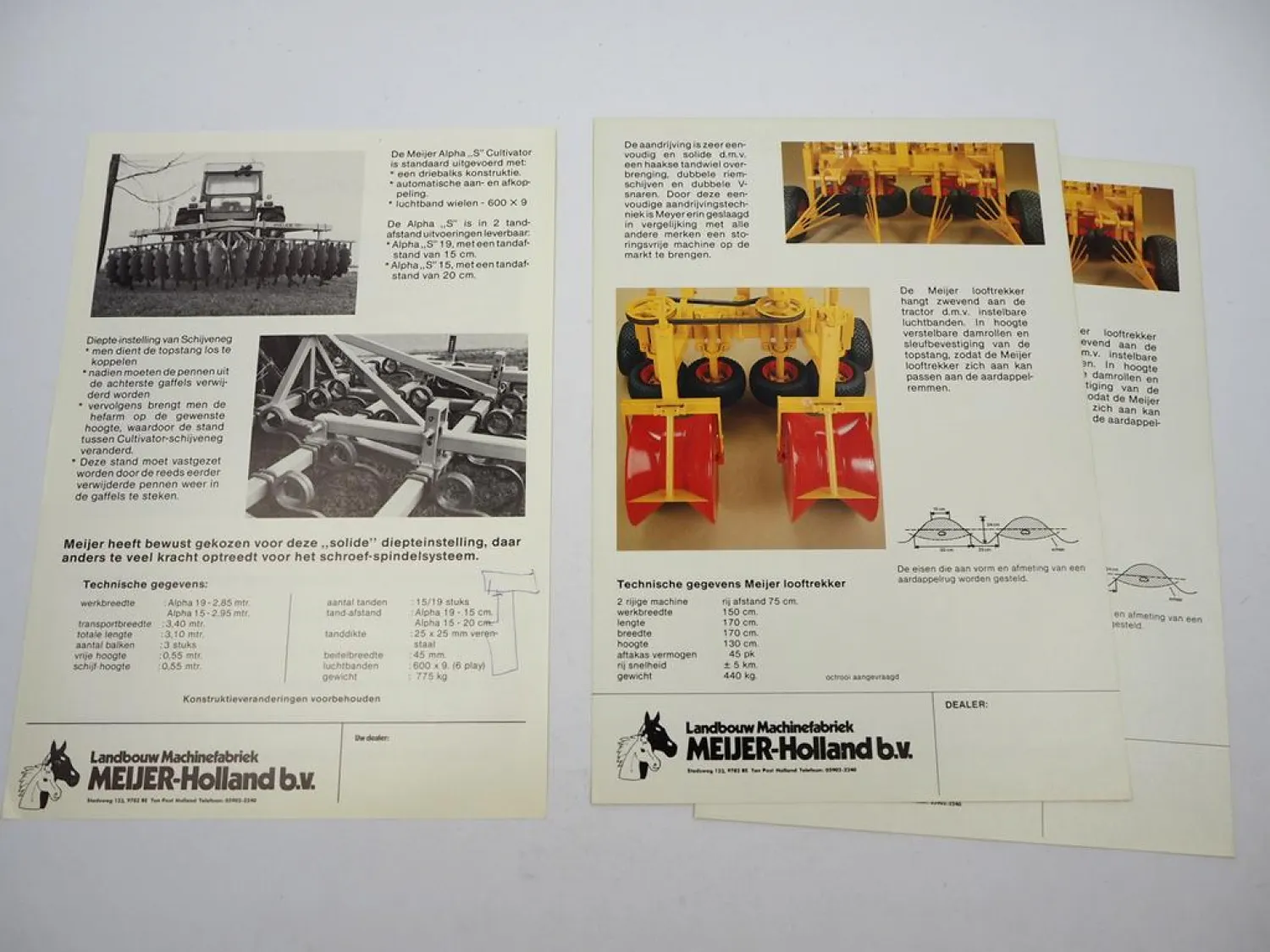 4x Original Prospekt Meijer Holland Landtechnik 1970/80er Jahre