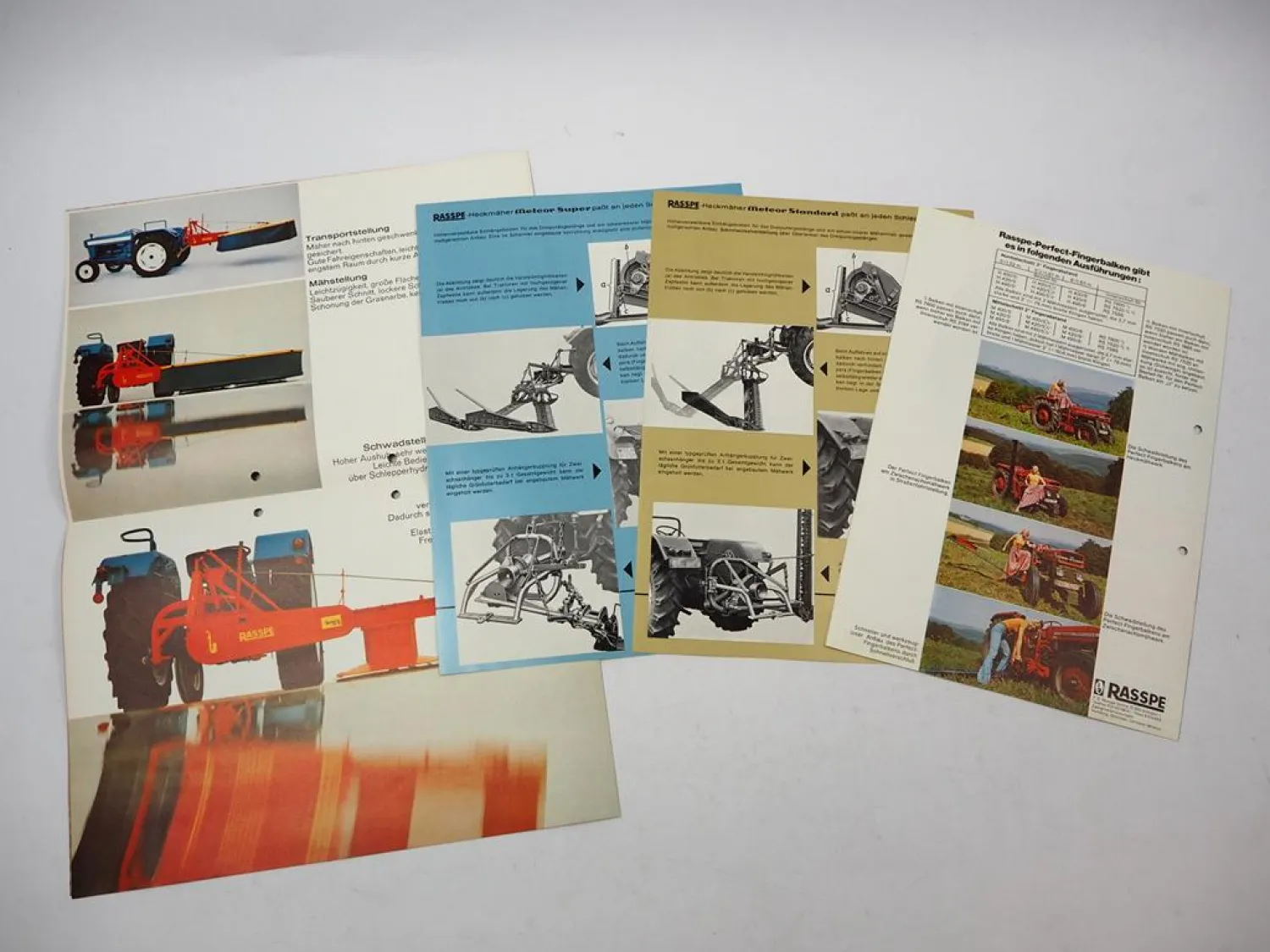 4x Original Prospekt Rasspe Landtechnik 1960/70er Jahre Mähwerke