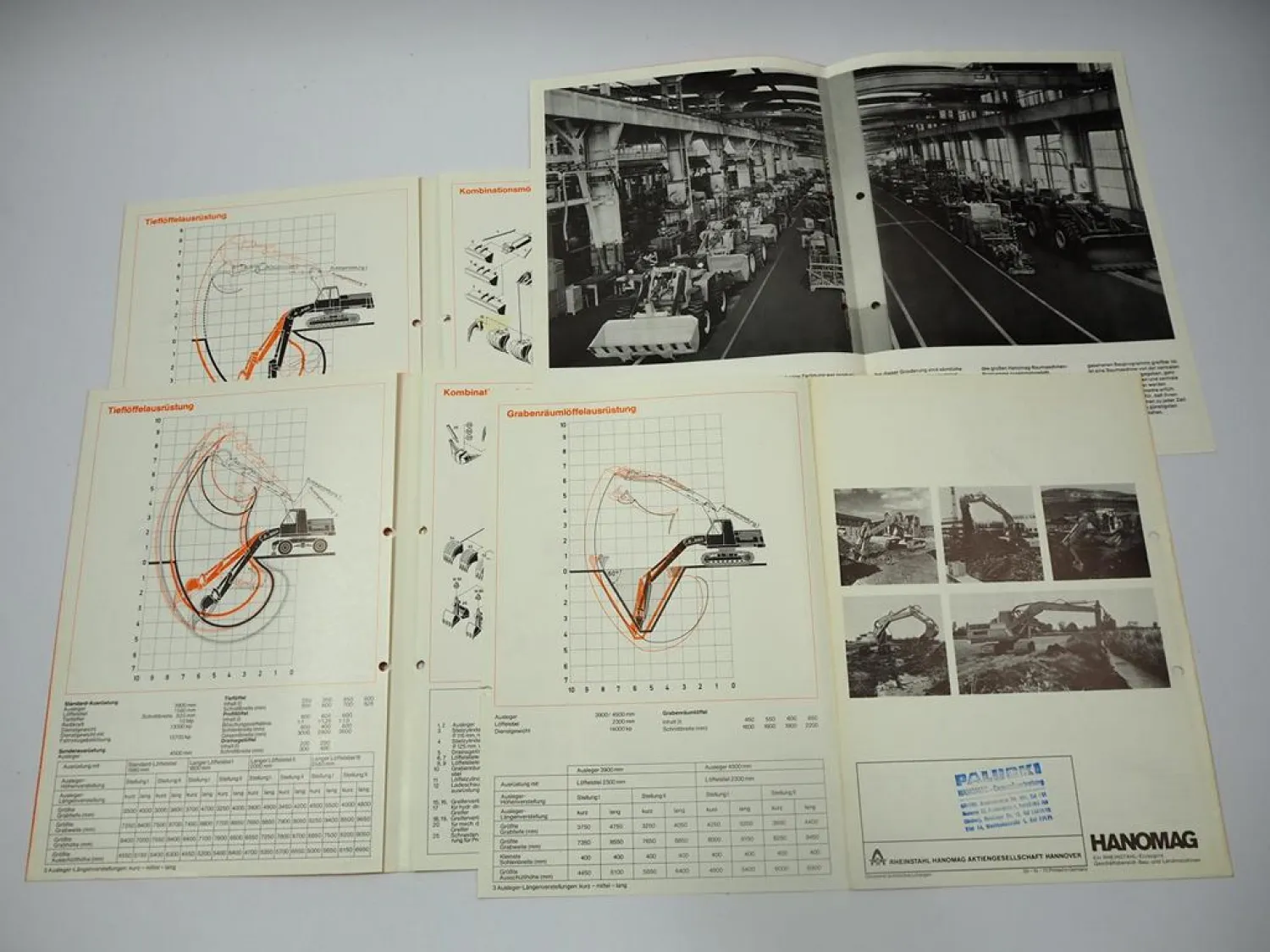 4x Prospekt Hanomag M60 Mobilbagger R60 R100 Raupenbagger 1970er Jahre