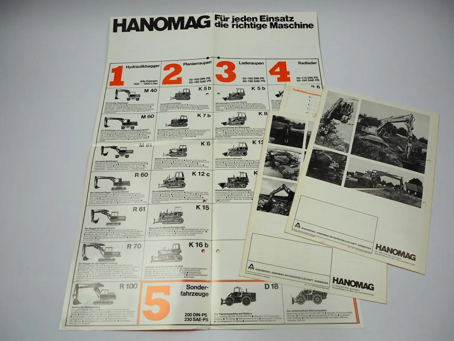 4x Prospekt Hanomag M60 Mobilbagger R60 R100 Raupenbagger 1970er Jahre