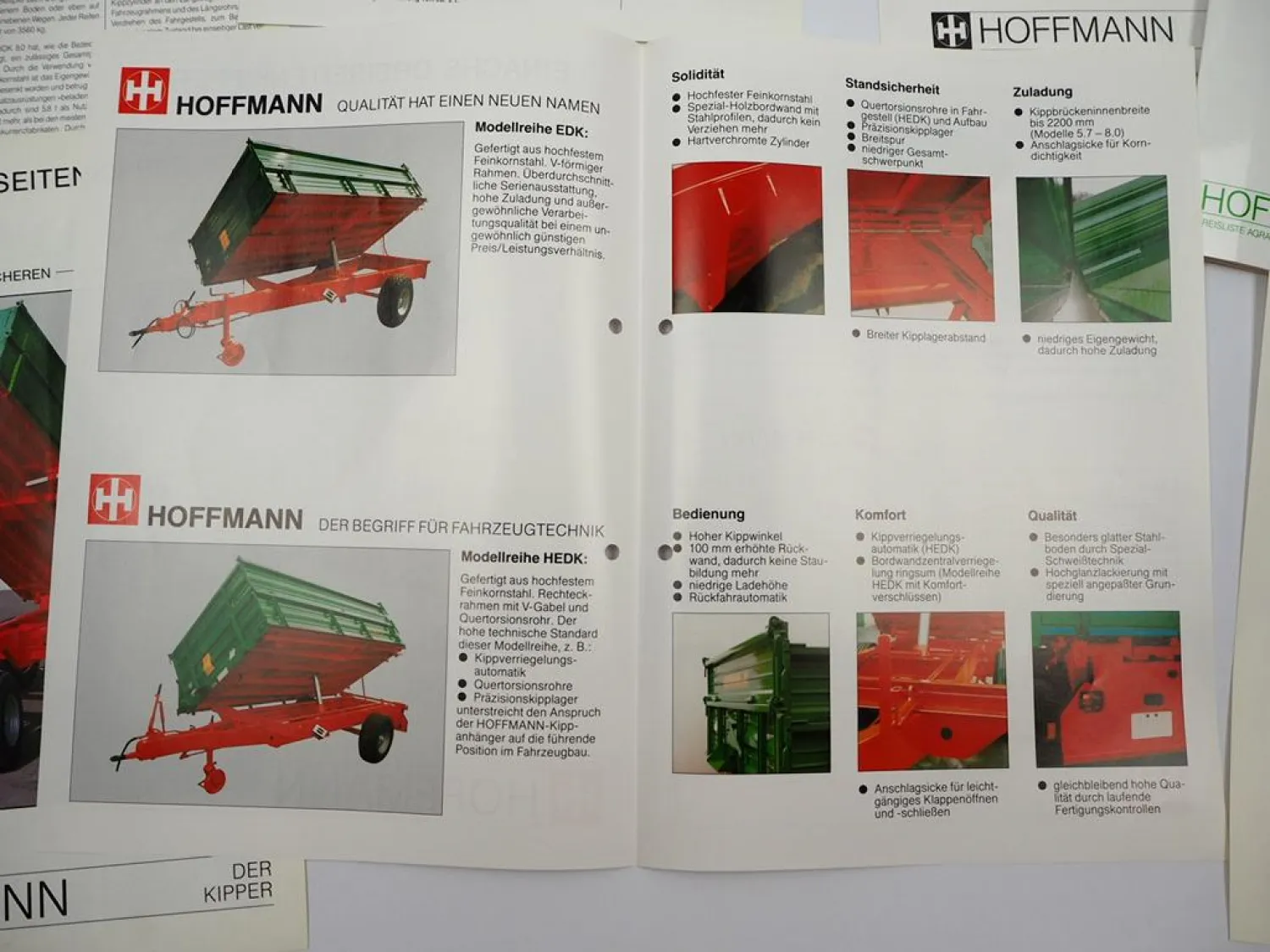 4x Prospekt Preisliste Testbericht Hoffmann Landtechnik Kippanhänger ca. 1989