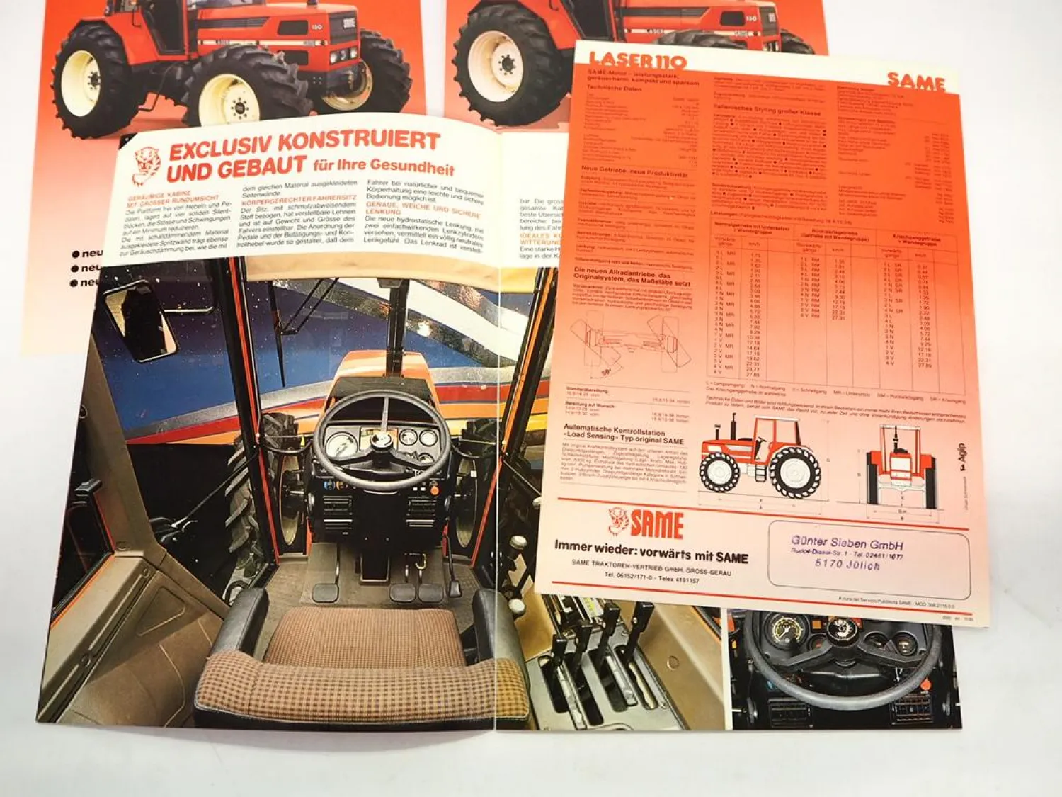 4x Prospekt Same Laser 110 130 150 Schlepper mit technische Daten 1985