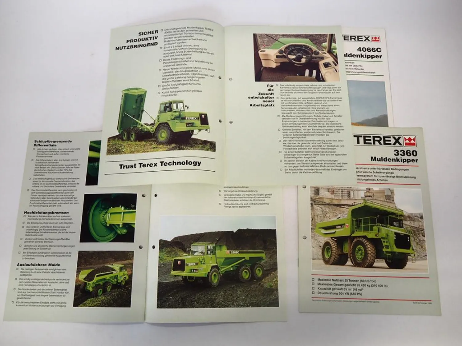 4x Prospekt Terex 2566 3066 3360 4066 C Muldenkipper 1995/96