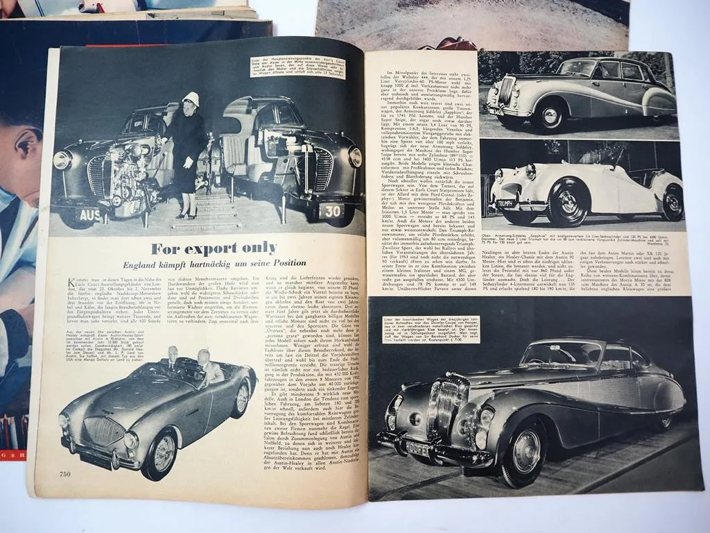 4x Zeitschrift Auto Motor und Sport Jahrgang 1952 für PKW und Motorrad