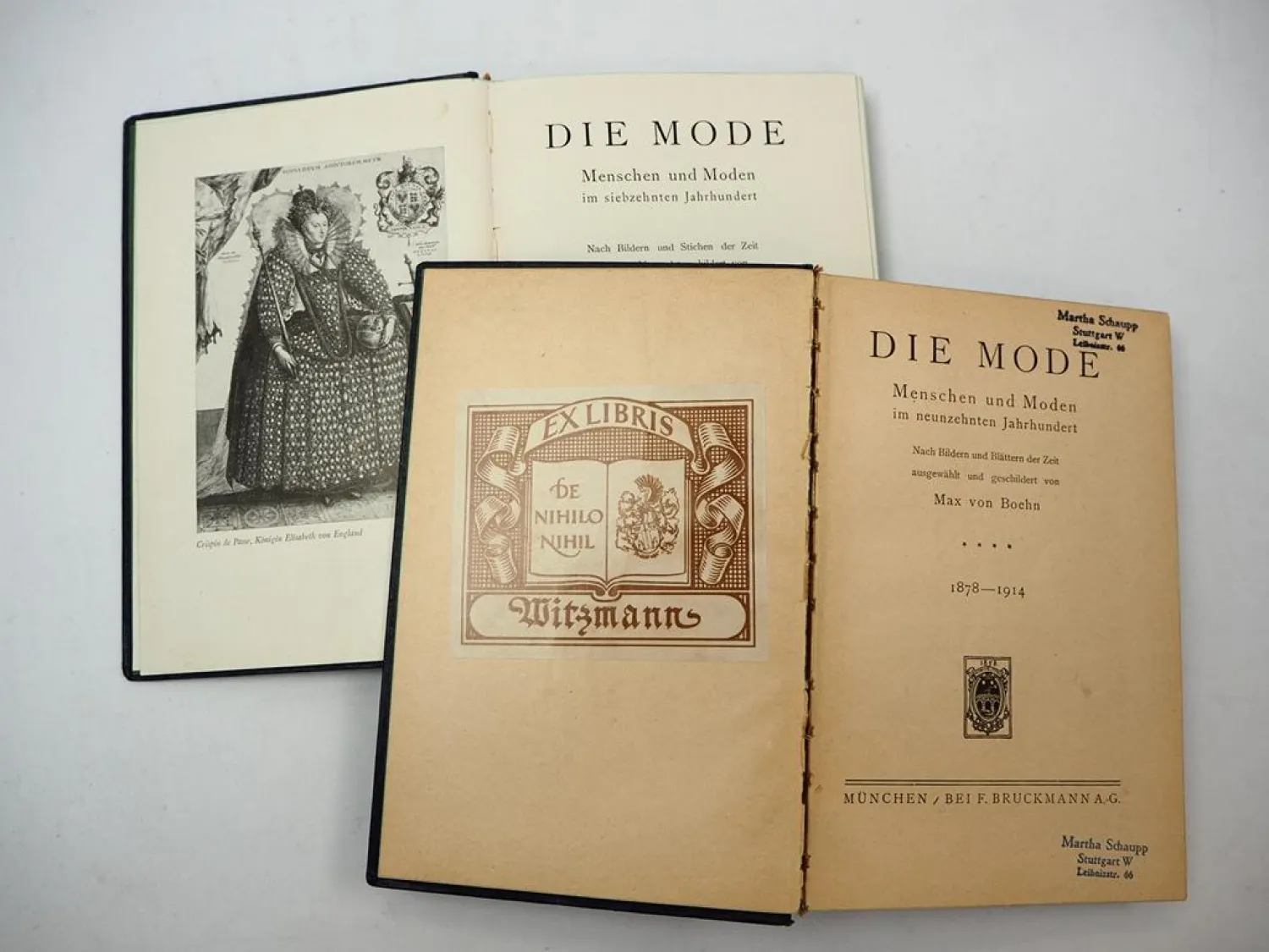 5 Bücher der Reihe Die Mode im 17. / 19. Jahrhundert Ausgabe 1905 bis 1919