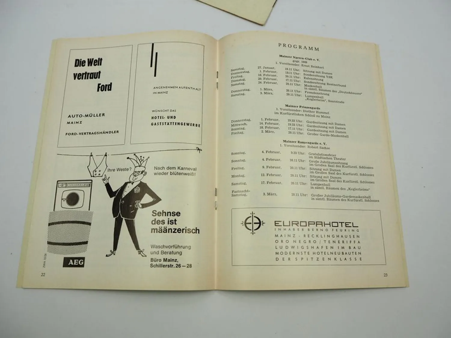 5 Hefte MCV Mainzer Karneval Verein 1954 bis 1963