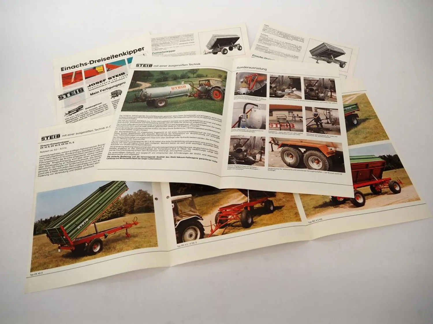 5 Original Prospekte Steib Kipper Vakuumfasswagen Ladewagen Anhänger 1980er J.