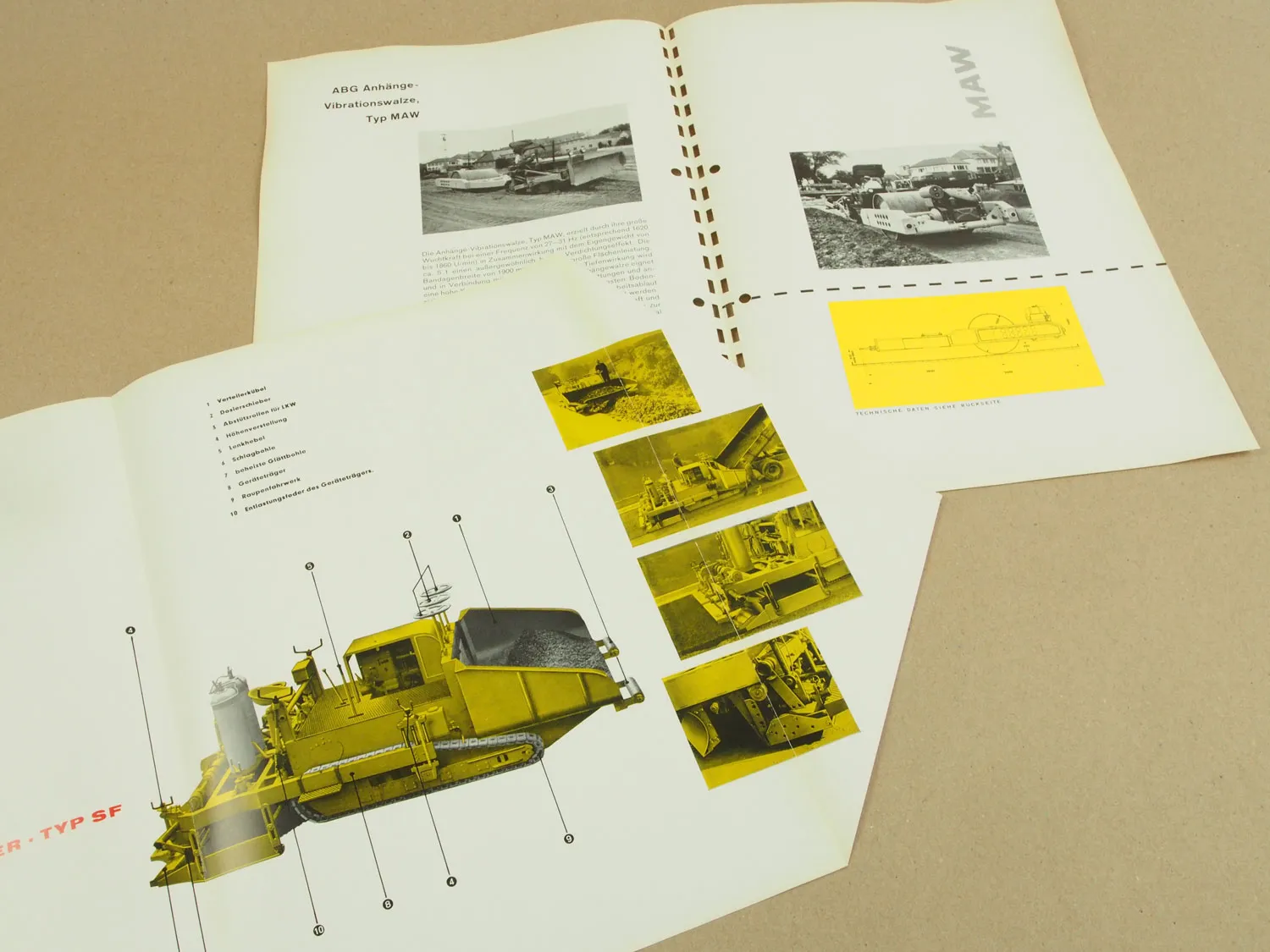 5 Prospekte ABG Walzen MAW SAW Alexander AW25 Schwarzdeckenfertiger SF von 1963