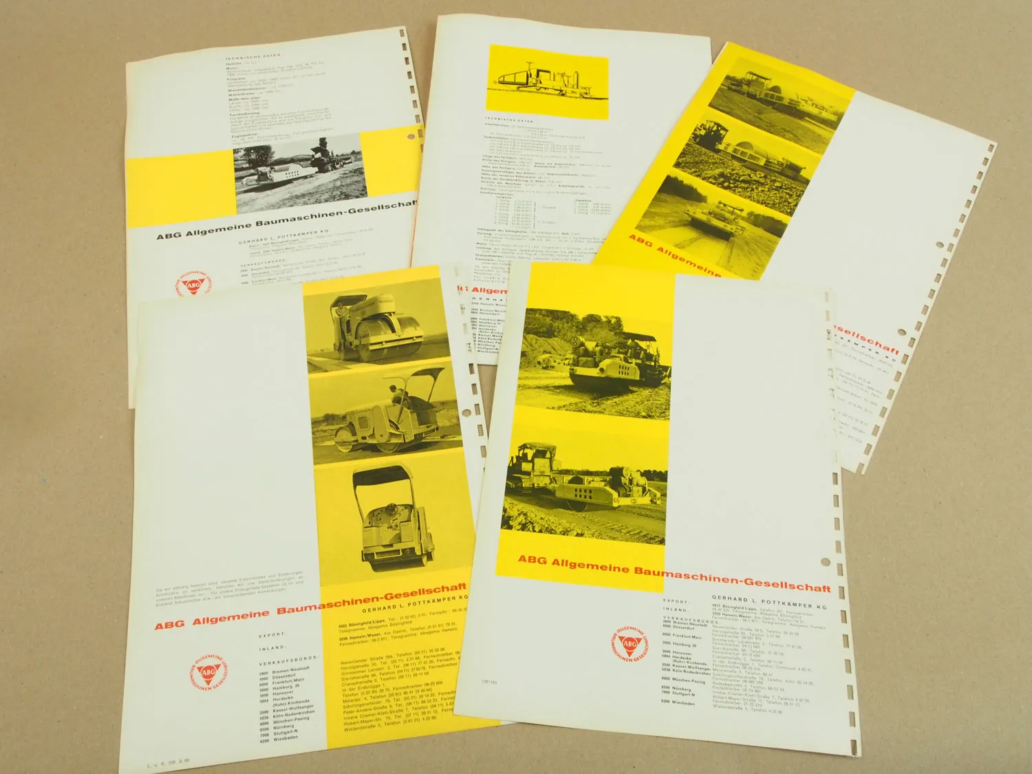 5 Prospekte ABG Walzen MAW SAW Alexander AW25 Schwarzdeckenfertiger SF von 1963