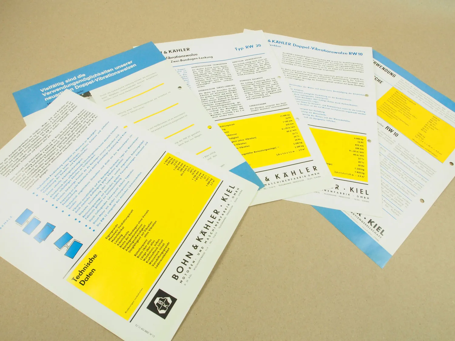 5 Prospekte Bohn & Kähler Vibrationswalzen RW 10 15 20 aus den 60/70er Jahren
