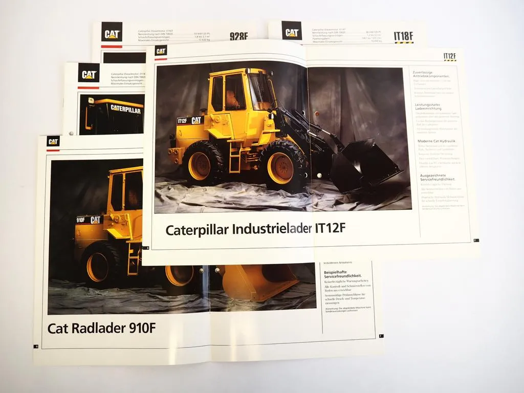 5 Prospekte Caterpillar 910 918 928 F Radlader IT 12 18 F Industrielader 1993/94