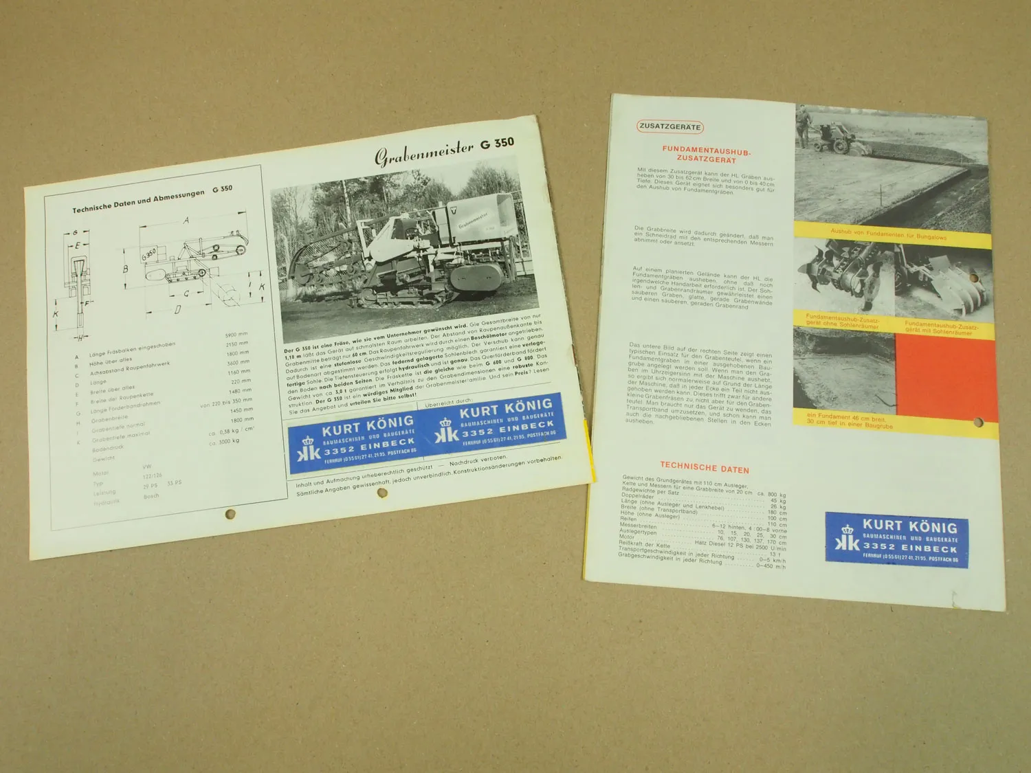 5 Prospekte Grabenmeister D 350 600 800 GM1 mini GM3 Grabenteufel HL