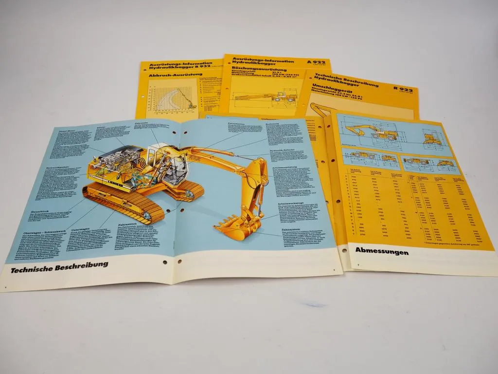 5 Prospekte Liebherr A R 922 Litronic Technische Beschreibung Ausrüstung 90er J.