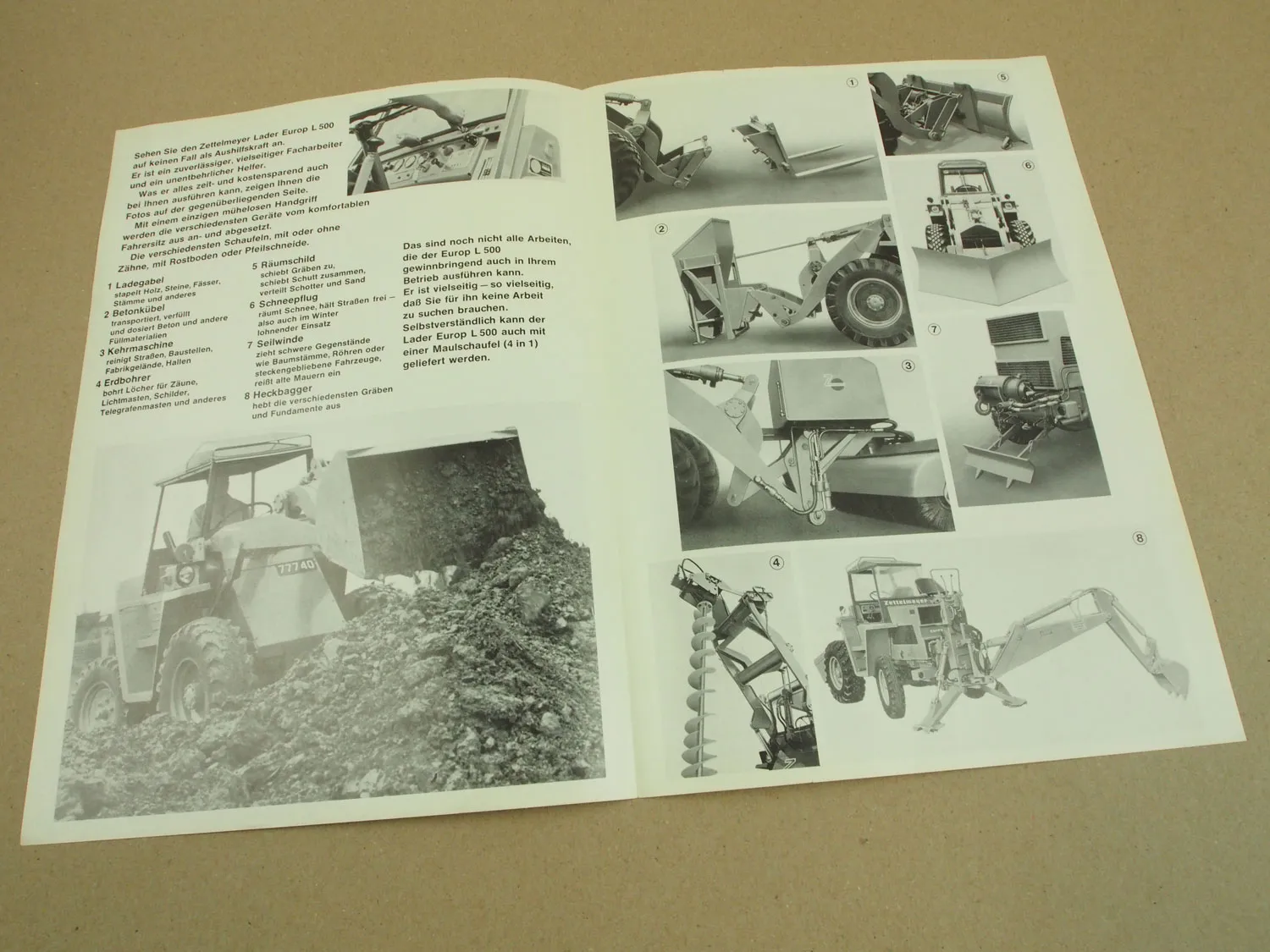 5 Prospekte Zettelmeyer Europ L500 Lader und Schnell Wechsel Automatik 1965/66