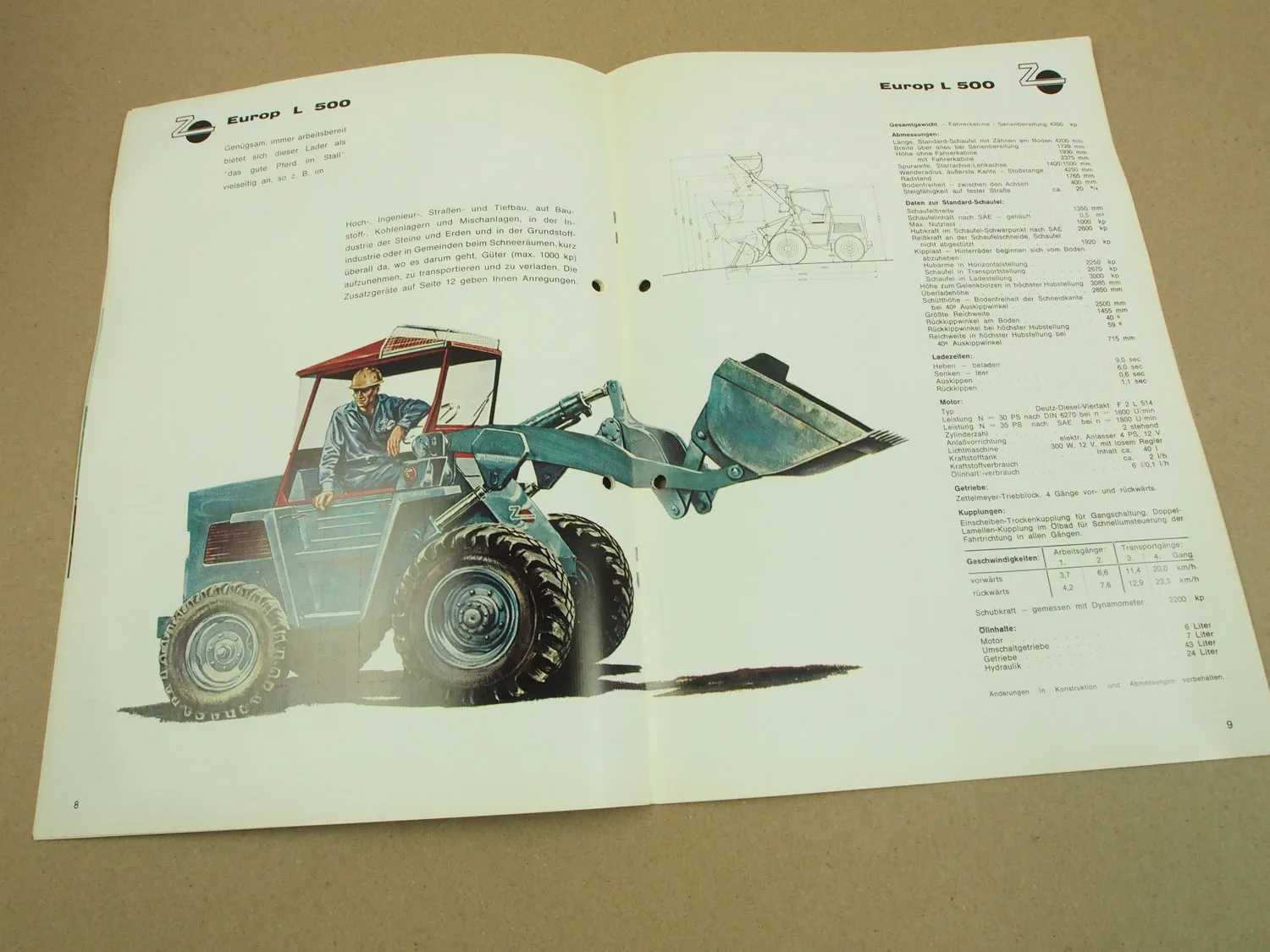5 Prospekte Zettelmeyer Europ L500 Lader und Schnell Wechsel Automatik 1965/66