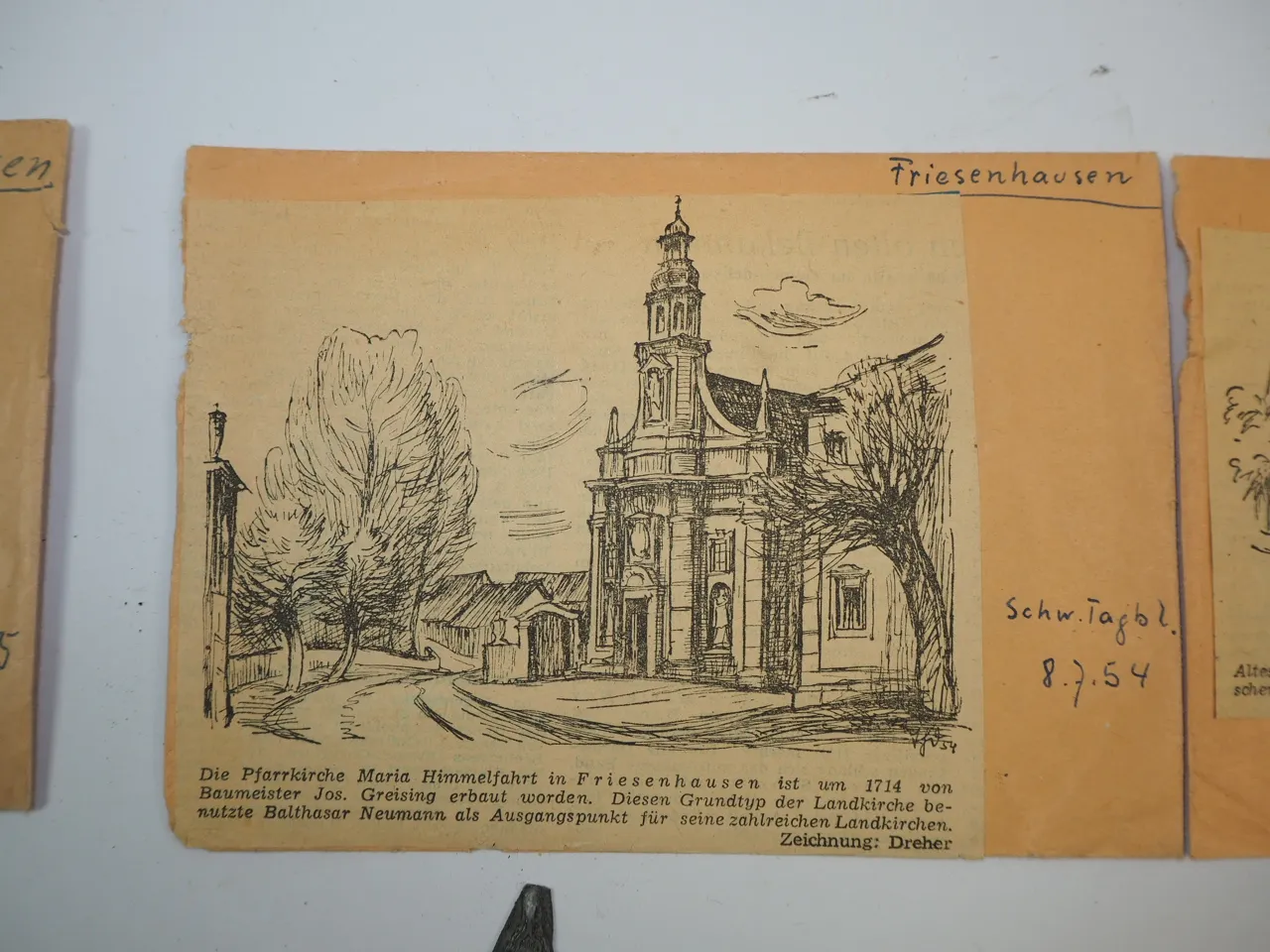 5x Klischee Druckplatte Friesenhausen Aidhausen nach Zeichnungen von Dreher 1955/58