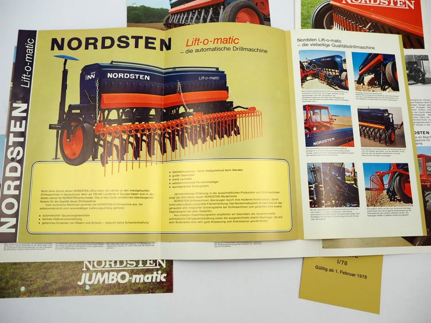 5x Orig. Prospekt Preisliste Nordsten Landtechnik Drillmaschine ca. 1978
