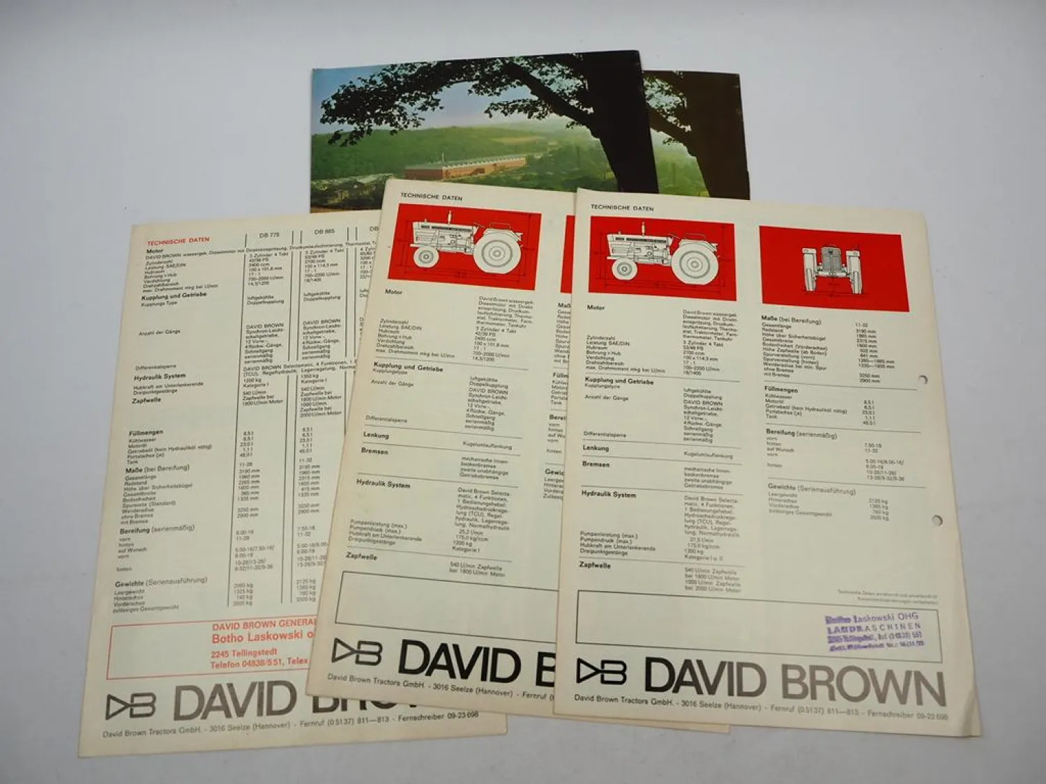 5x Original Prospekt David Brown DB 775 885 990 1210 Schlepper 1970er Jahre