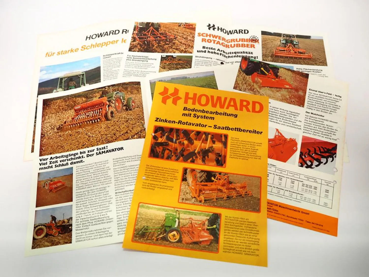 5x Original Prospekt Howard Grubber Bodenkrümler Sämaschinen ca. 1970er Jahre