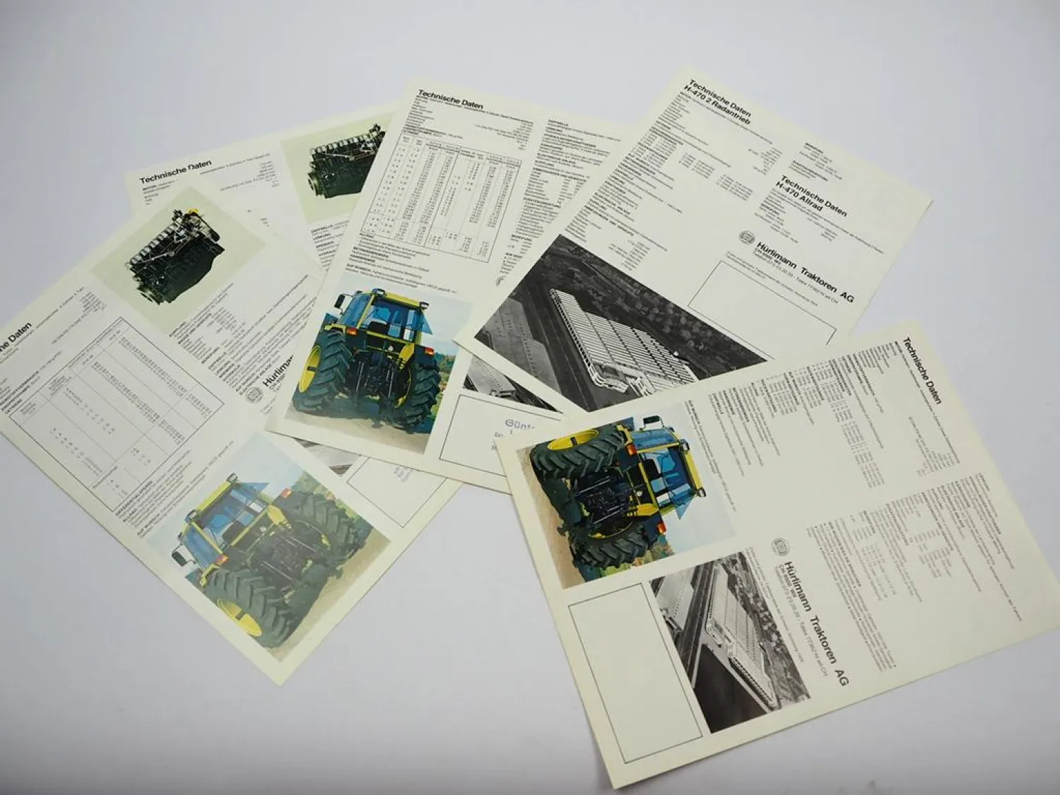 5x Original Prospekt Hürlimann H-470 480 5110 6130 6160 Traktor 1979