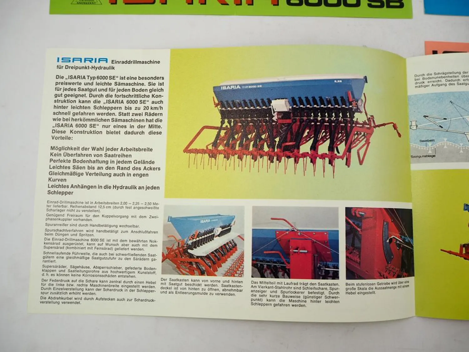 5x Original Prospekt Isaria 6000 SE SB Sämaschine Drillmaschine ca. 1970er Jahre