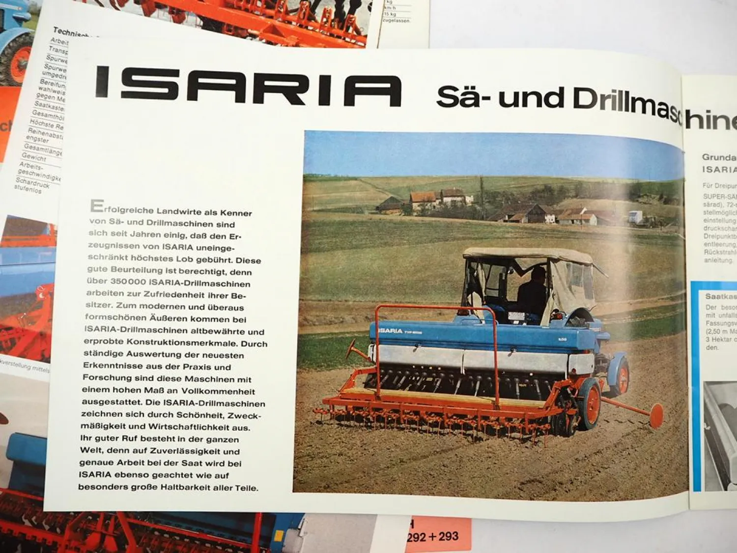 5x Original Prospekt Isaria 6000 SE SB Sämaschine Drillmaschine ca. 1970er Jahre