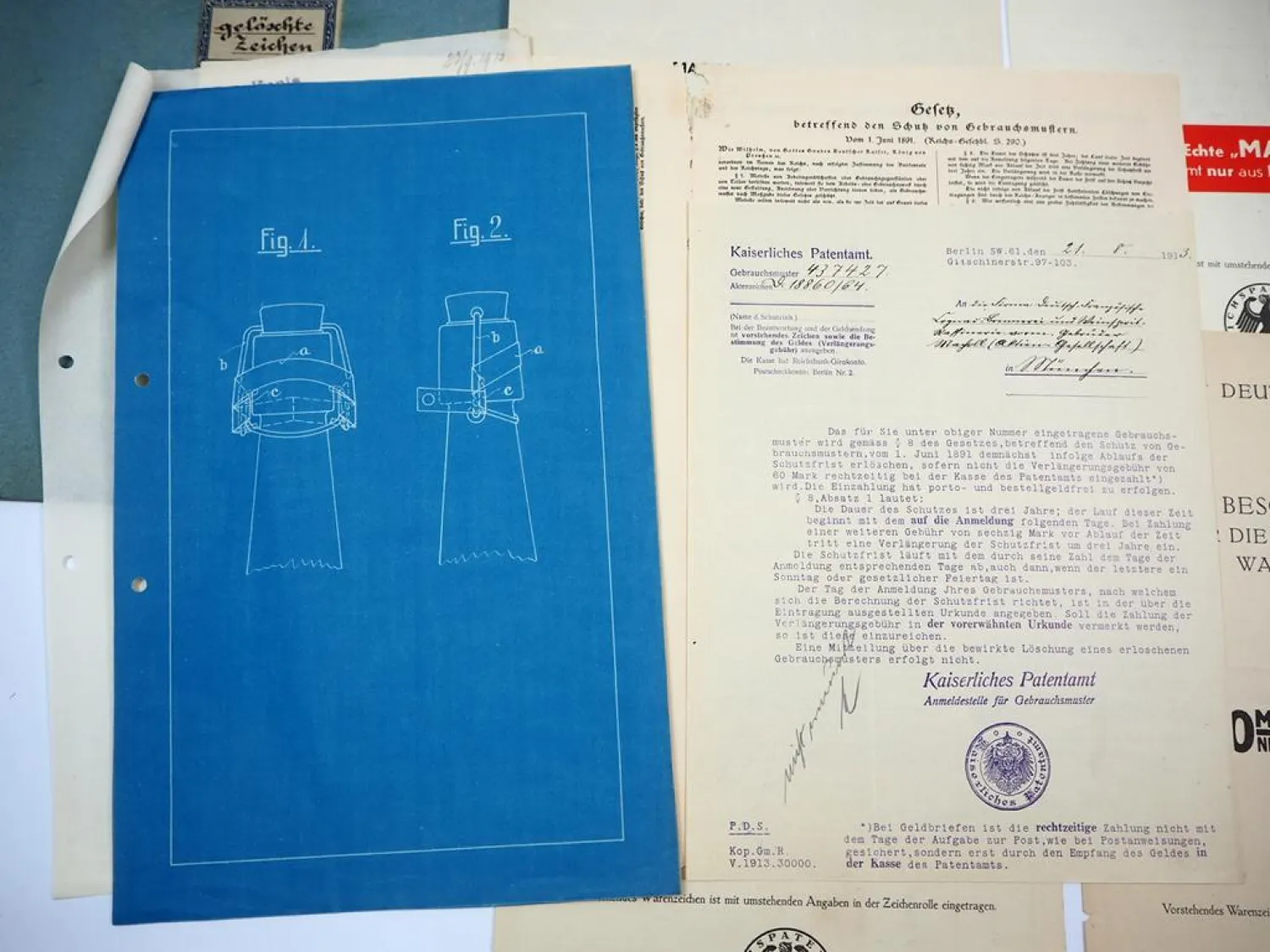 5x Patent Urkunde Macholl München Reichspatentamt 1910/30er Jahre