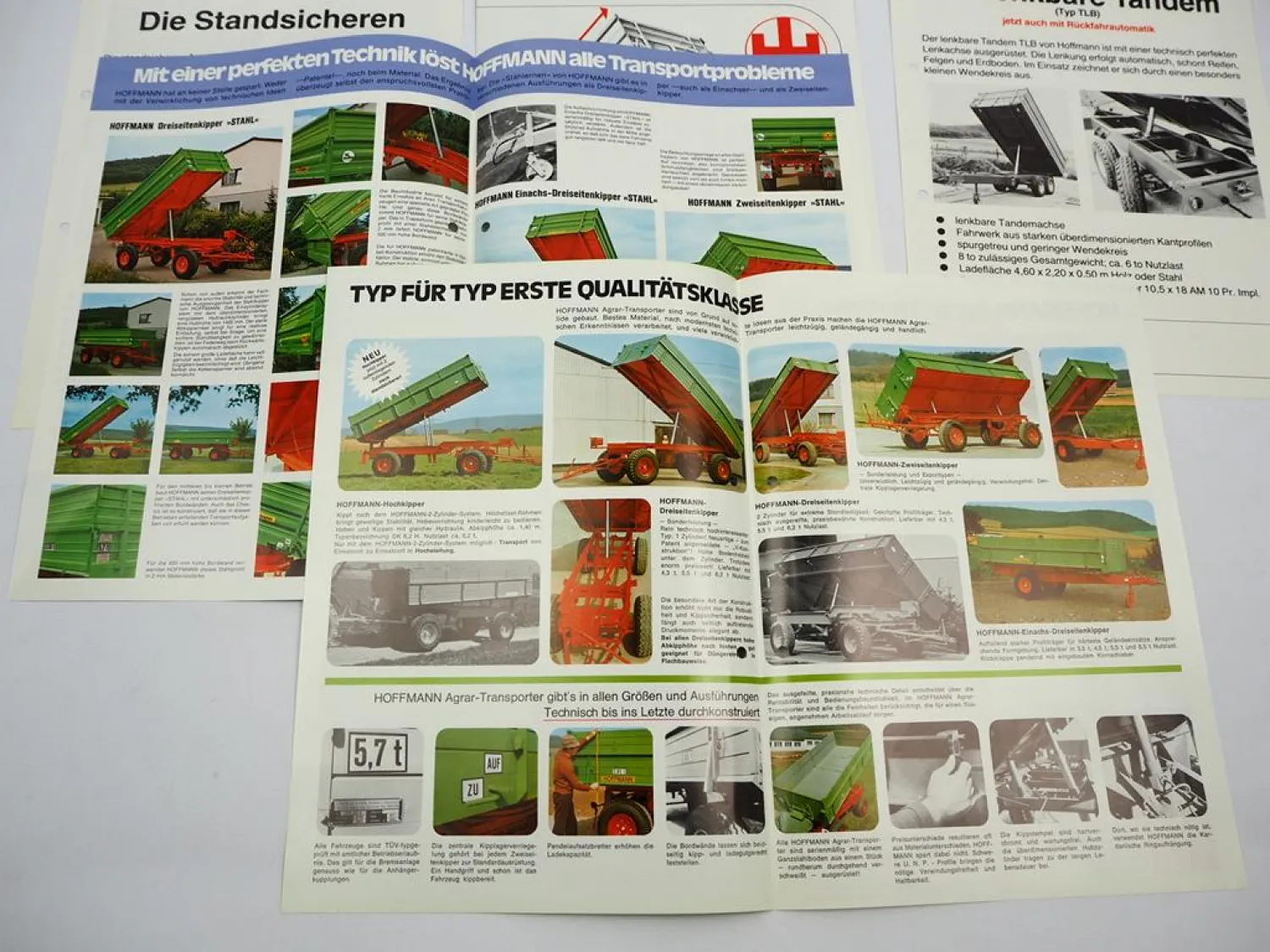 5x Prospekt Mappe Hoffmann Landtechnik Kippanhänger 1970/80er Jahre