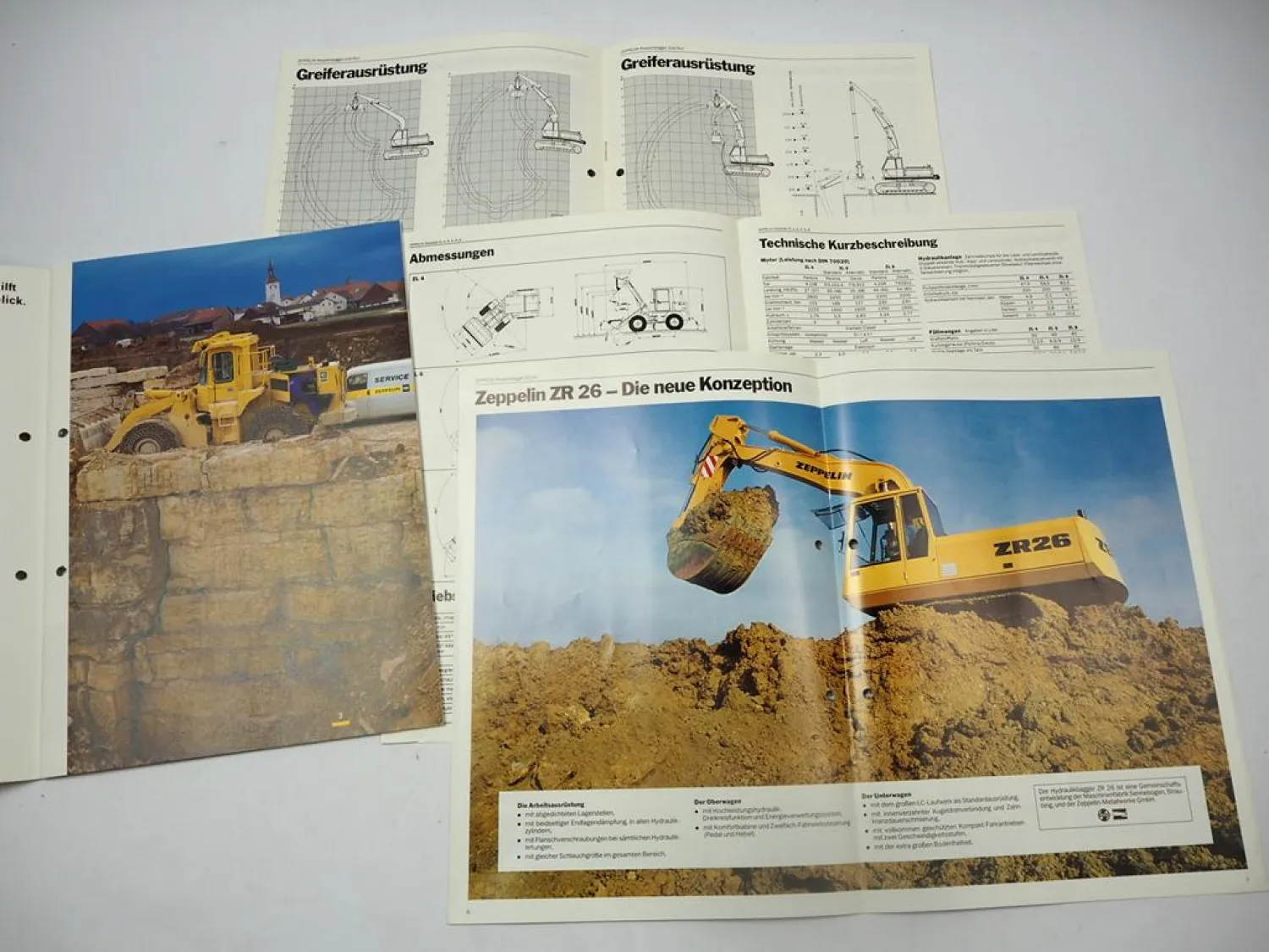 5x Prospekt Zeppelin 216 ZR 16 Bagger ZL 4 6 8 Radlader 1980/90er Jahre