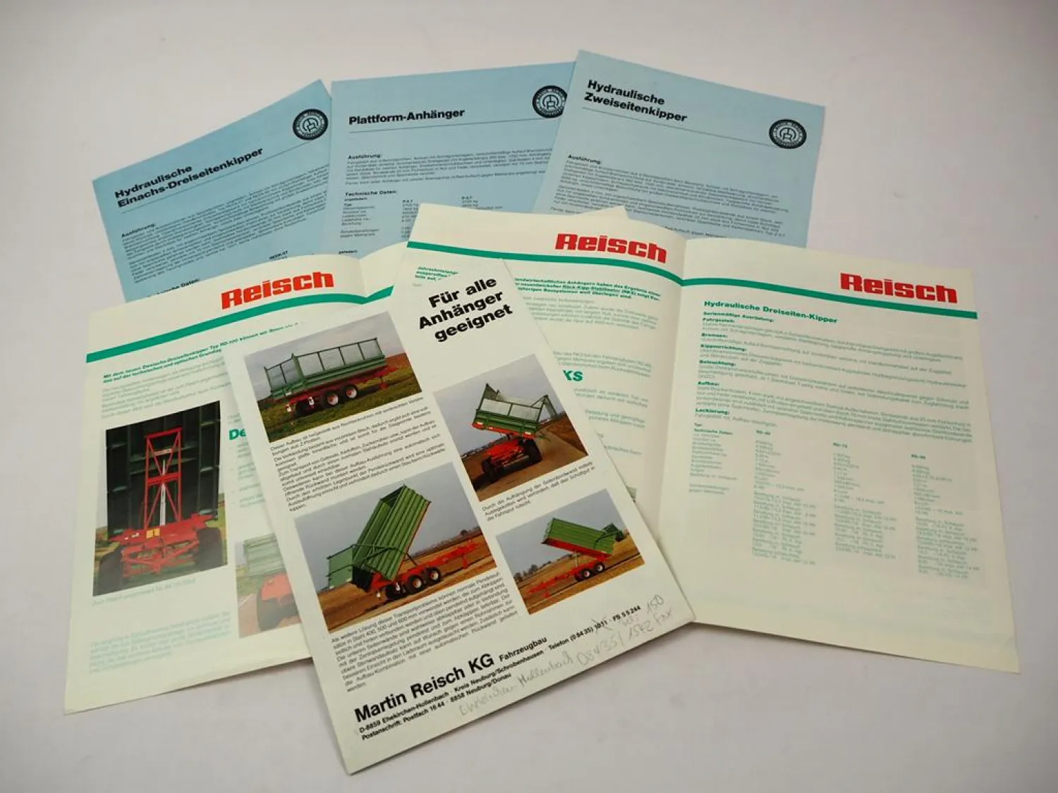 6 Original Reisch Prospekte – Kipper & Anhänger (RD, Z, REDK, P)