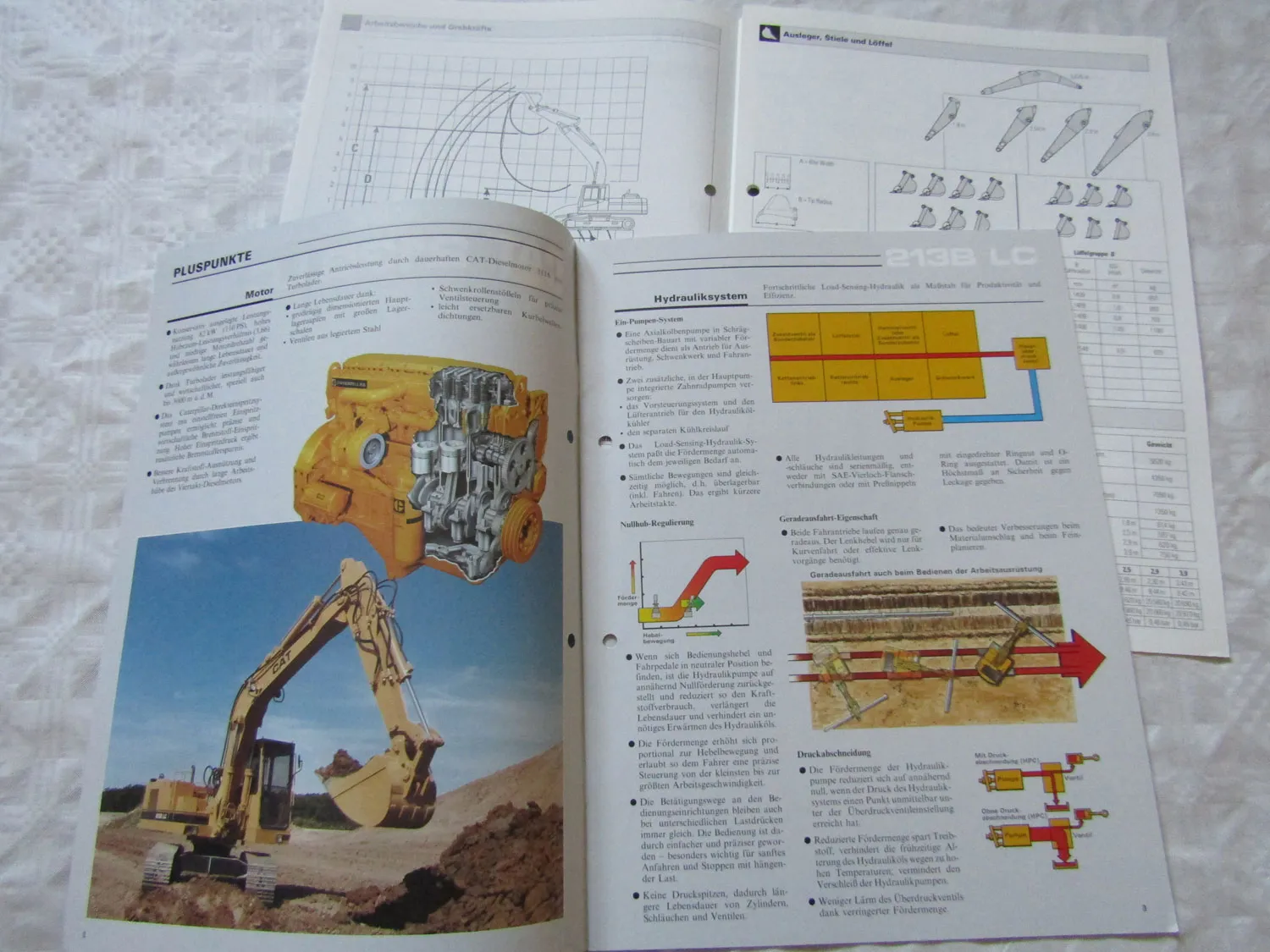 6 Prospekte CAT Caterpillar 325 322 LN 320 L LN ME VA und Datenblätter 1990-92