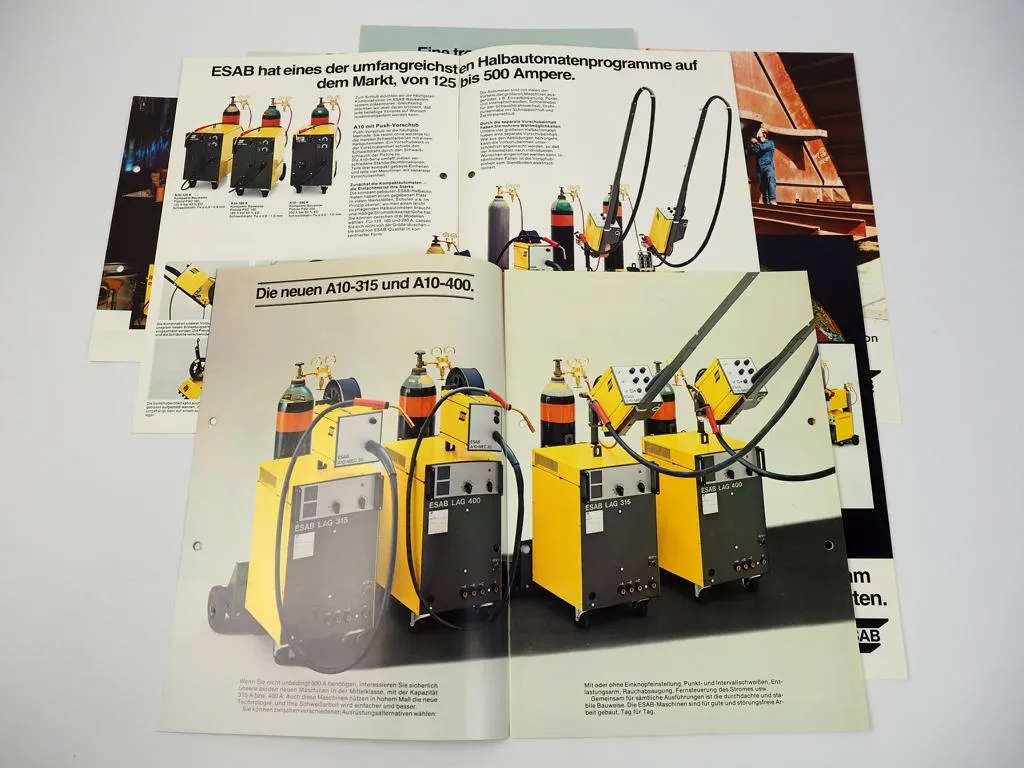 6 Prospekte ESAB A10 Schweißgeräte Halbautomaten