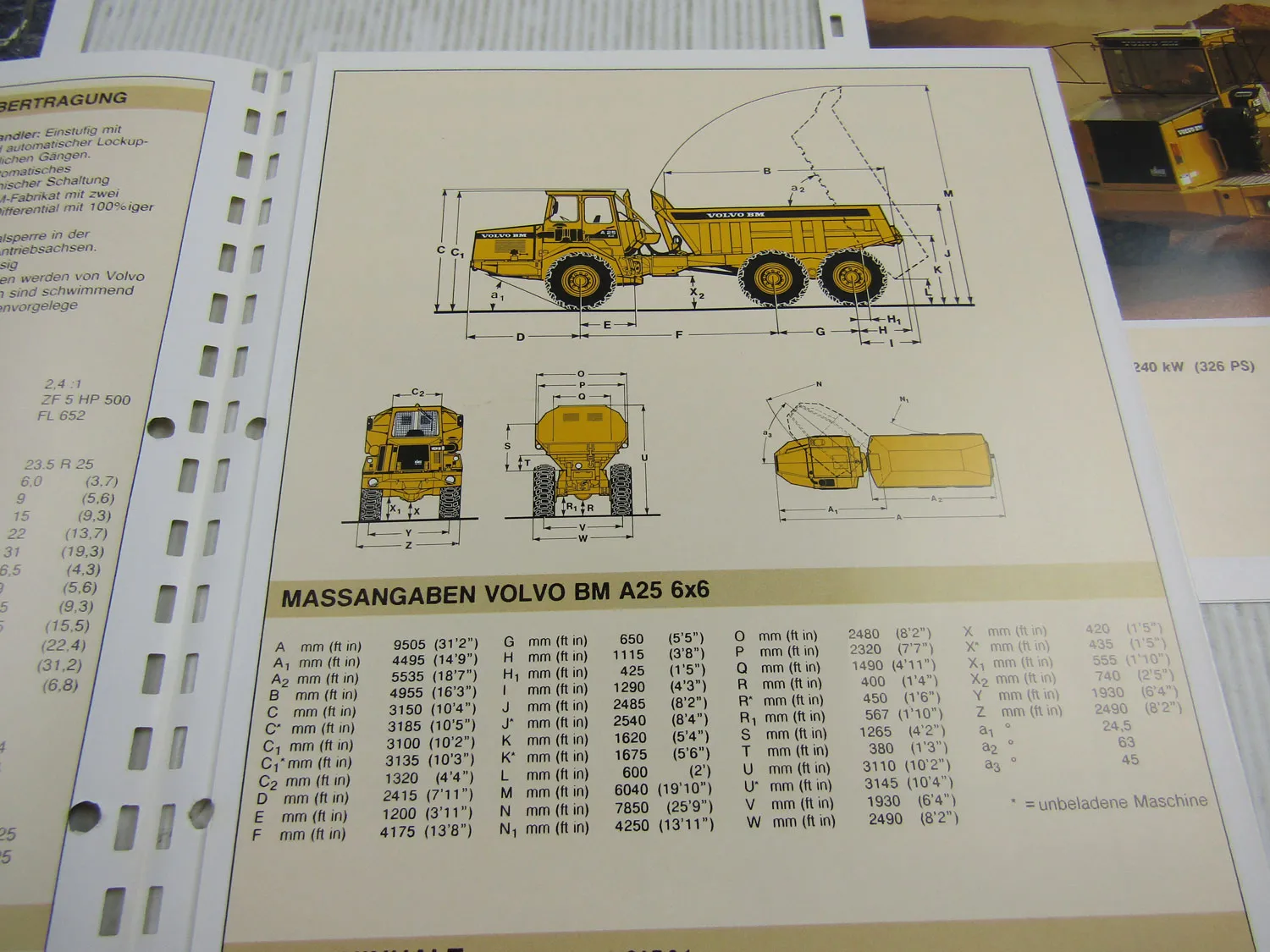6 Prospekte Volvo BM A20 A25 A35 4x4 6x4 6x6 Dumper 1988