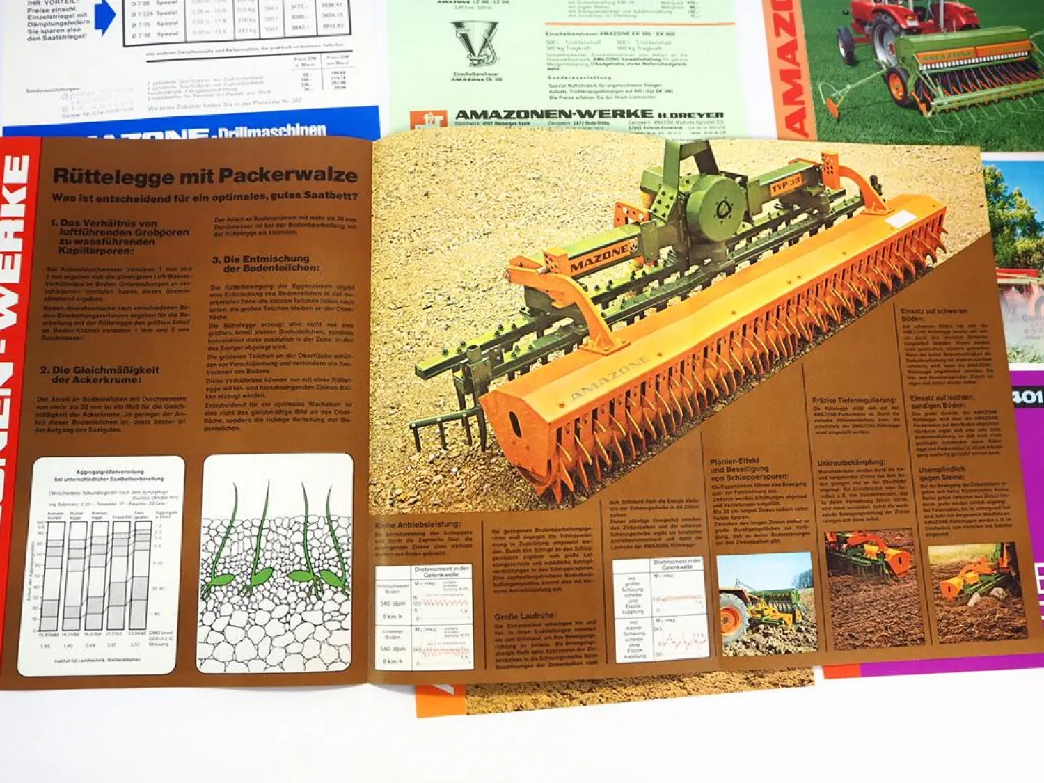6x Original Prospekt Amazone Landtechnik 1970/80er Jahre Drillmaschine Spritzen