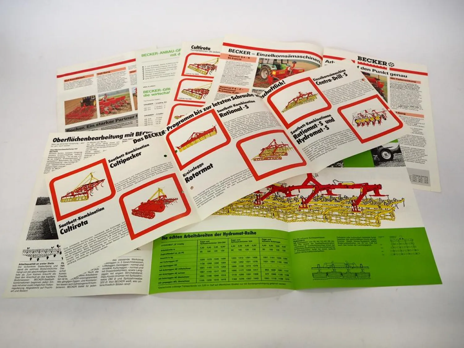 6x Original Prospekt Becker Anbaugeräte Traktoren Bodenbearbeitung Landtechnik