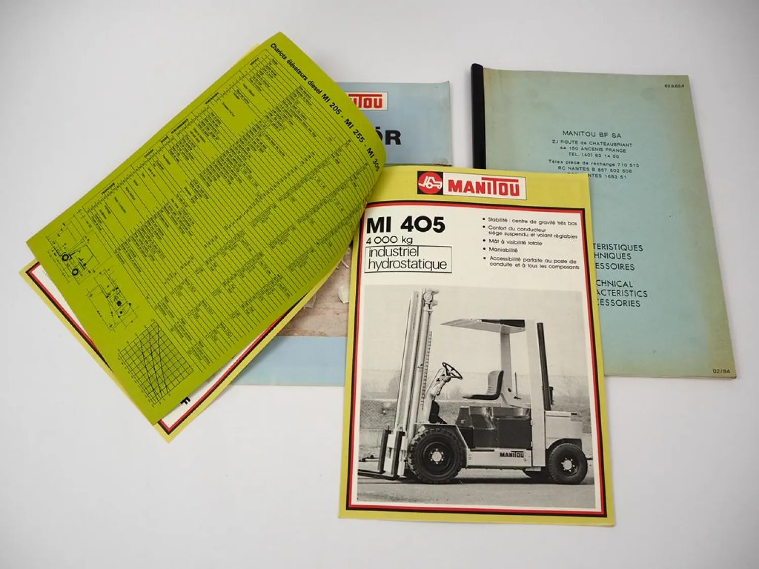 6x Original Prospekt Brochure Manitou Gabelstapler Zubehör Techn. Daten 1980er J.