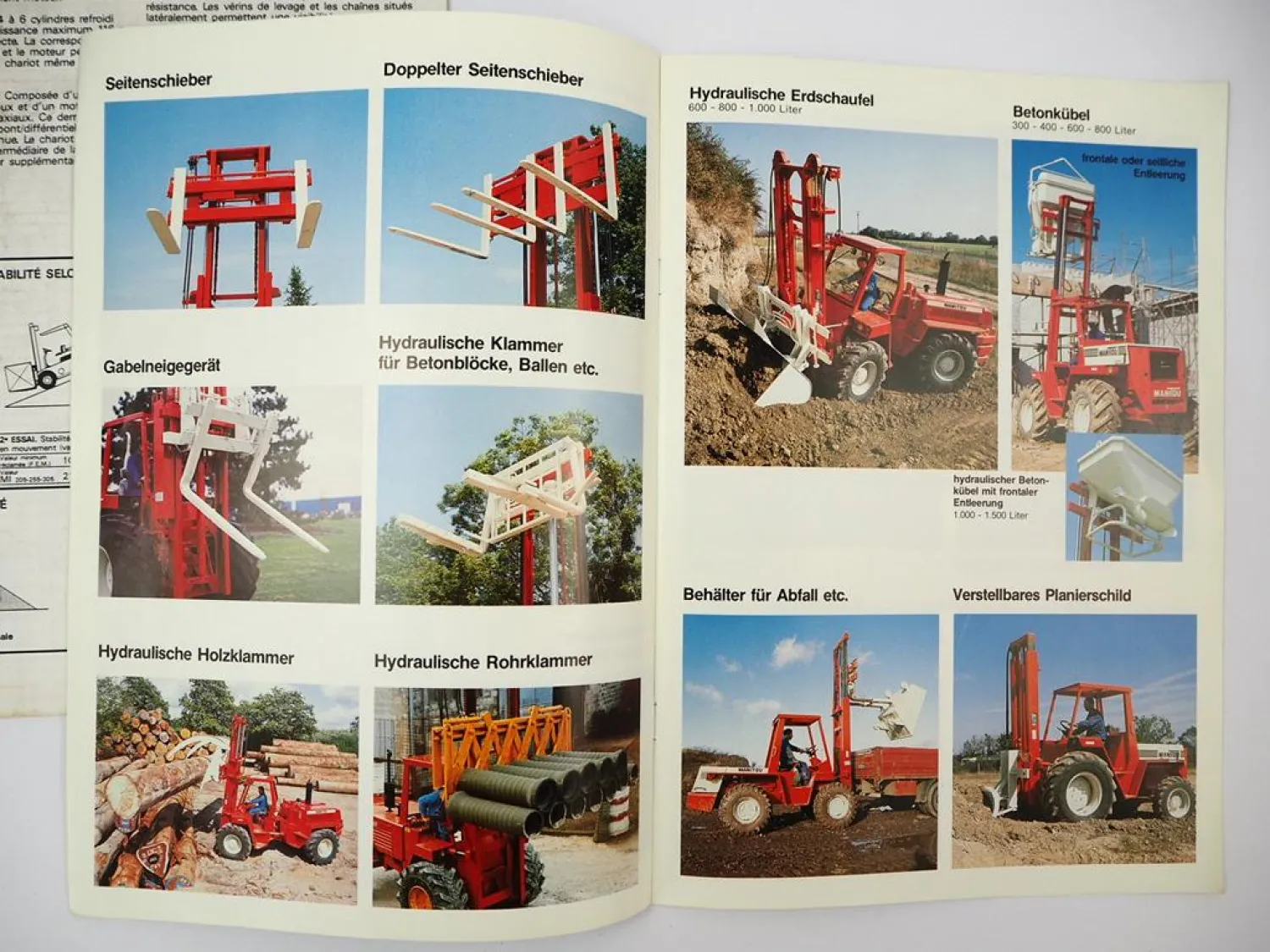 6x Original Prospekt Brochure Manitou Gabelstapler Zubehör Techn. Daten 1980er J.