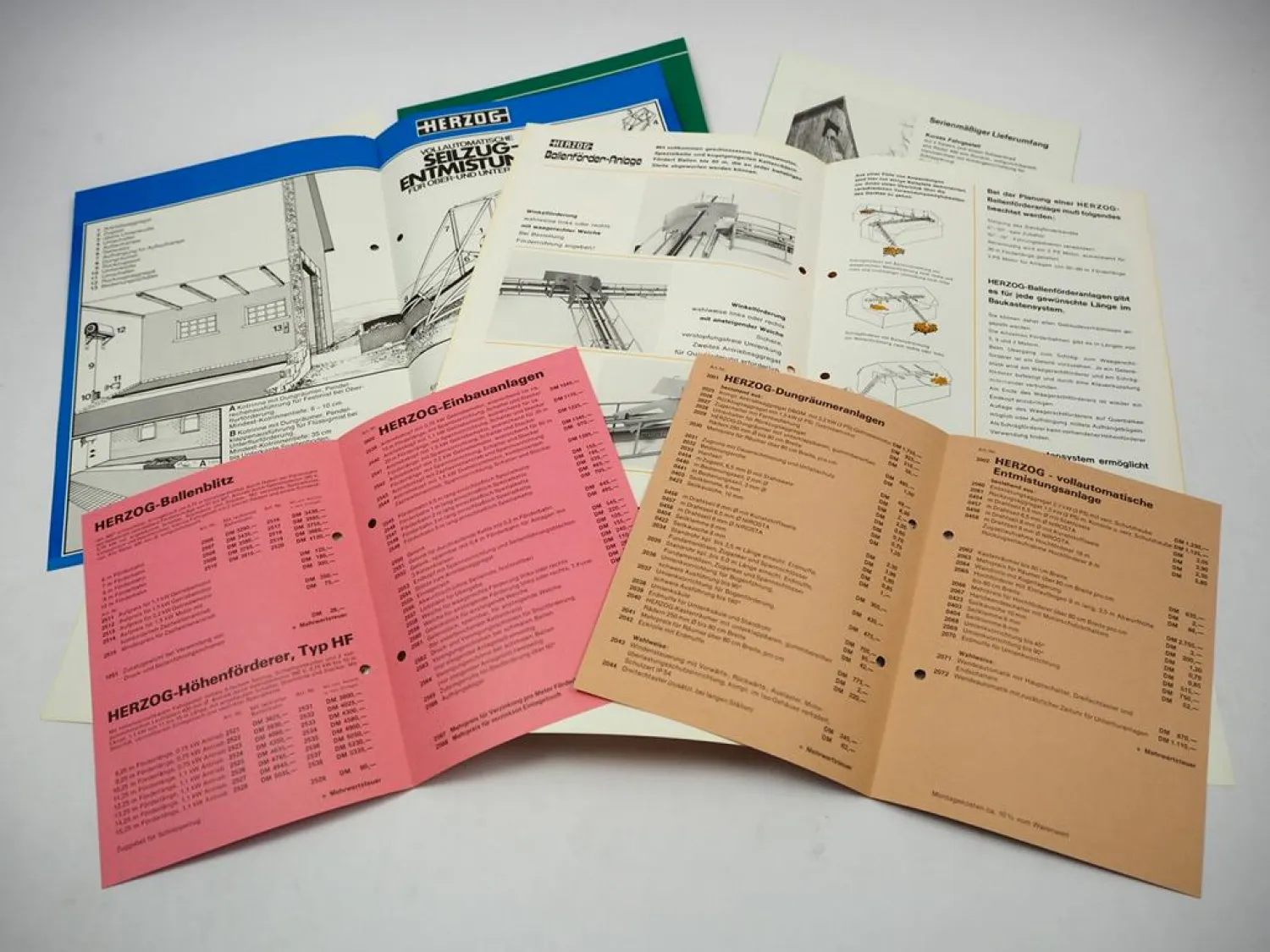 6x Original Prospekt Herzog Ballenförderanlage Seilzugentmistung Ballenblitz