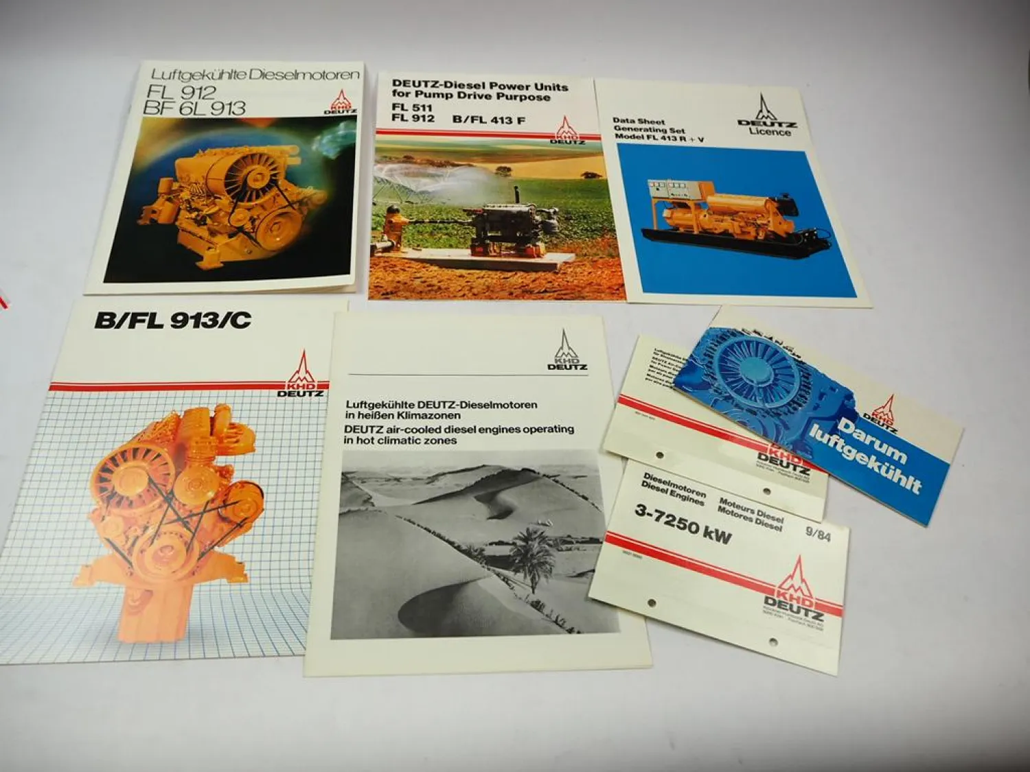 6x Original Prospekt Mappe Deutz FL BFL Luftgekühlte Dieselmotoren 1980er Jahre
